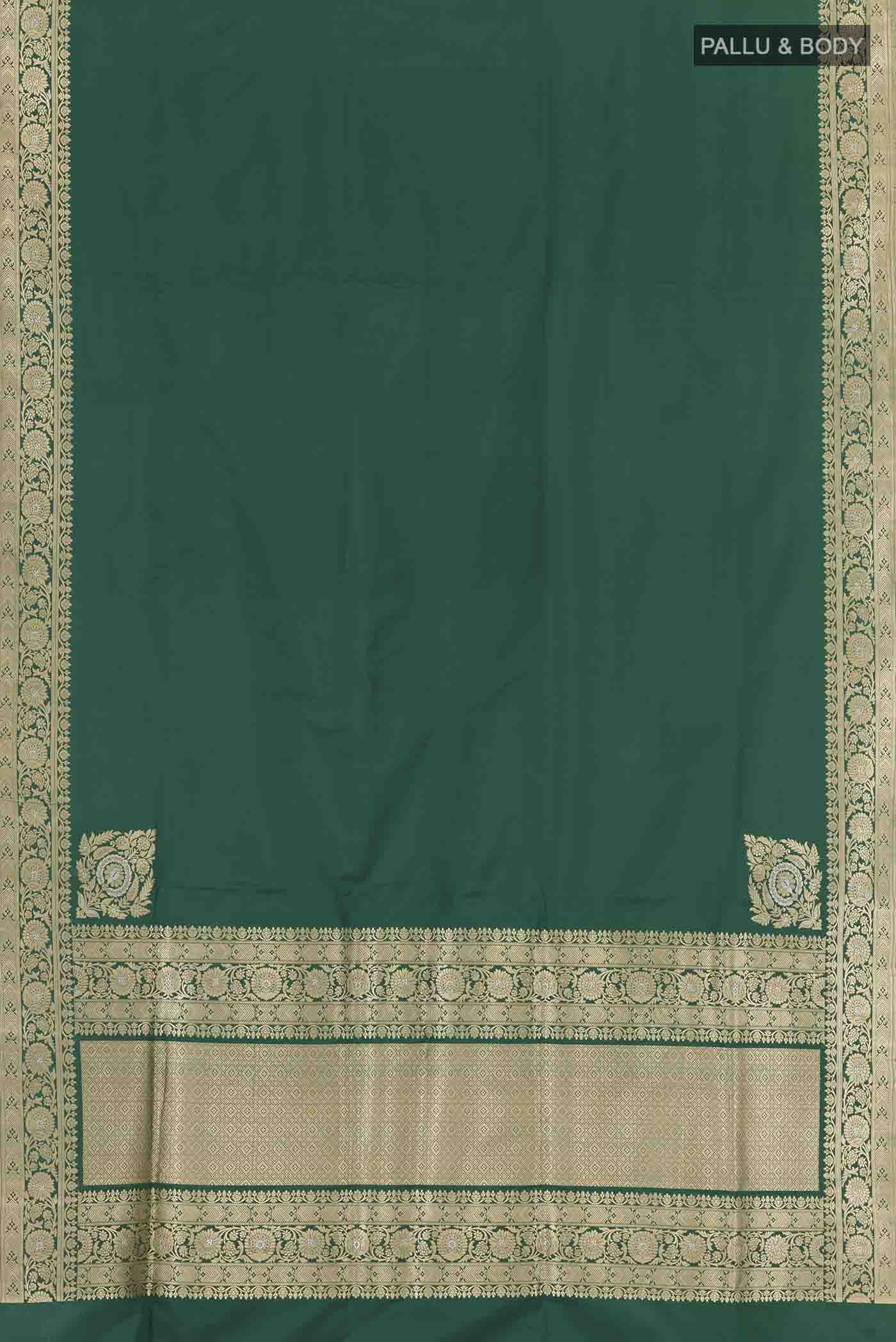 Bottle Green Banarasi Silk Saree - Image 4