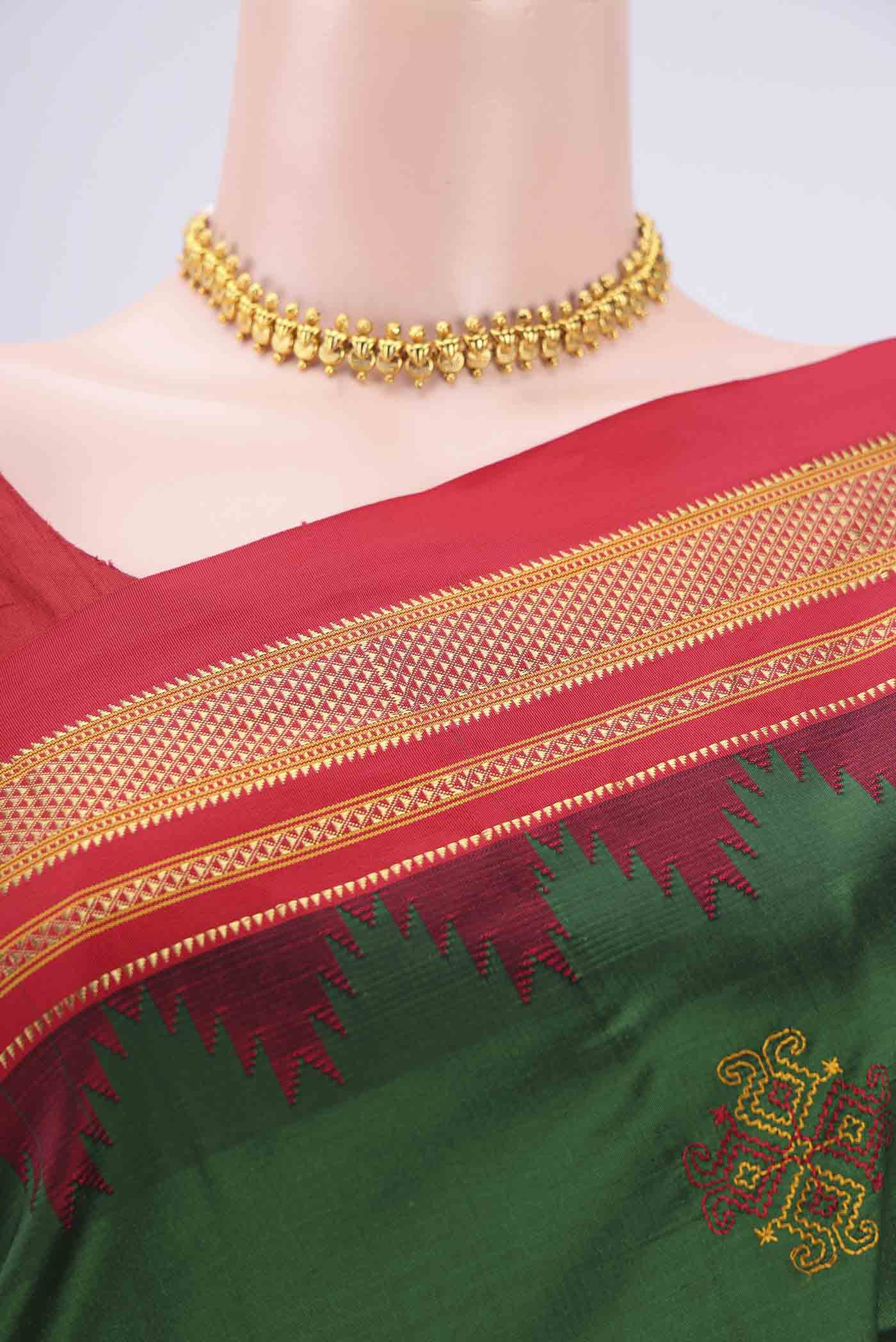 Green Bangalore Silk Saree - Image 2