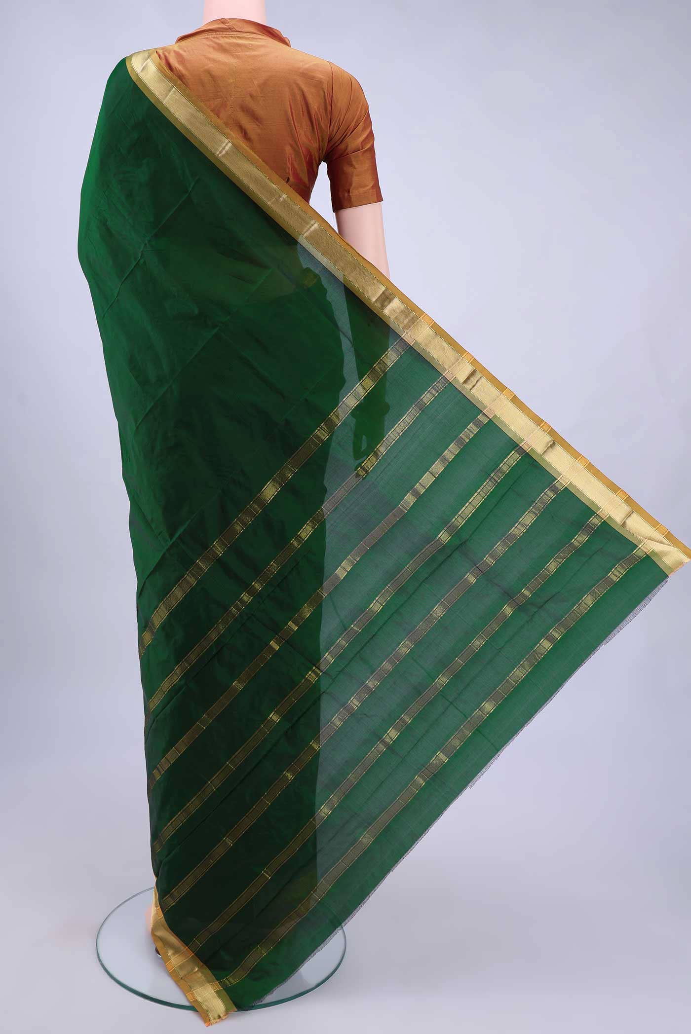 Bottle Green Bangalore Silk Saree - Image 2