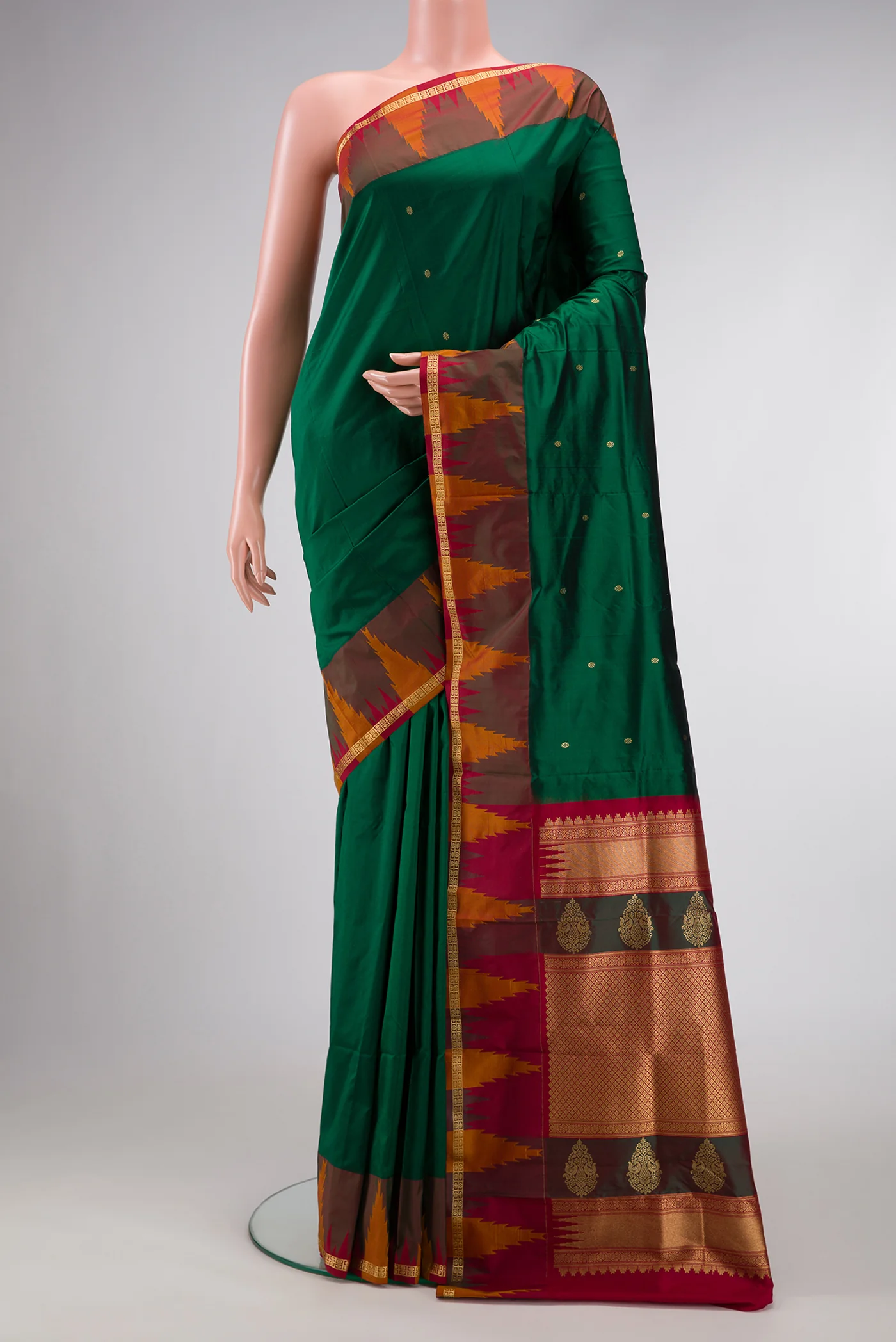 Bottle Green Bangalore Silk Saree