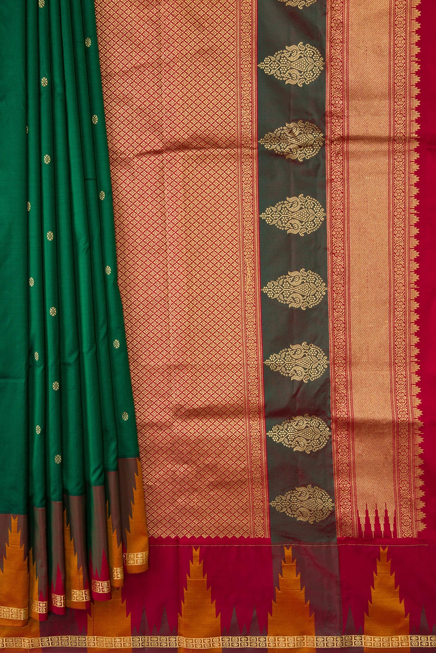 Bottle Green Bangalore Silk Saree - Image 4
