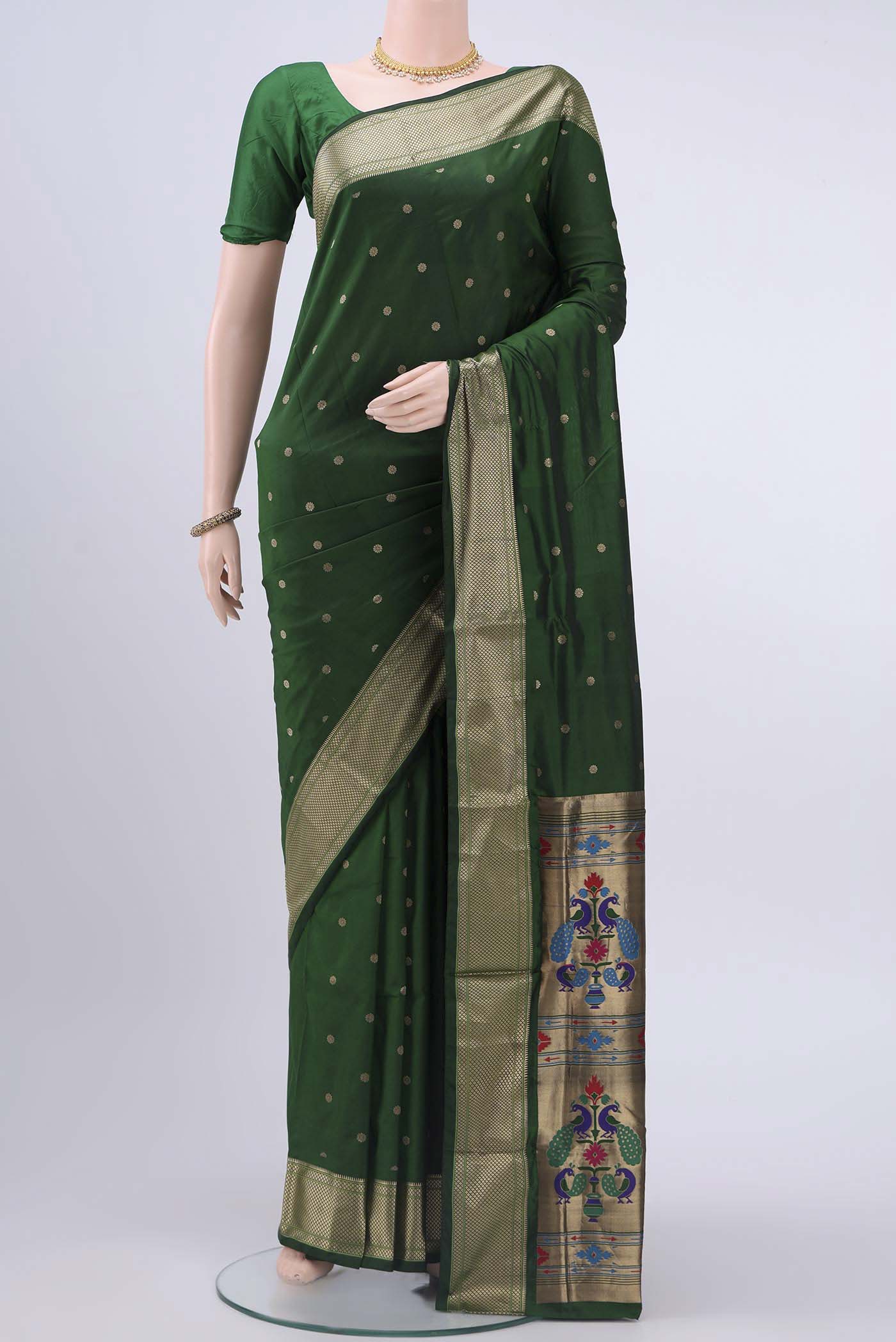 Bottle Green Blended Bangalore Silk Saree