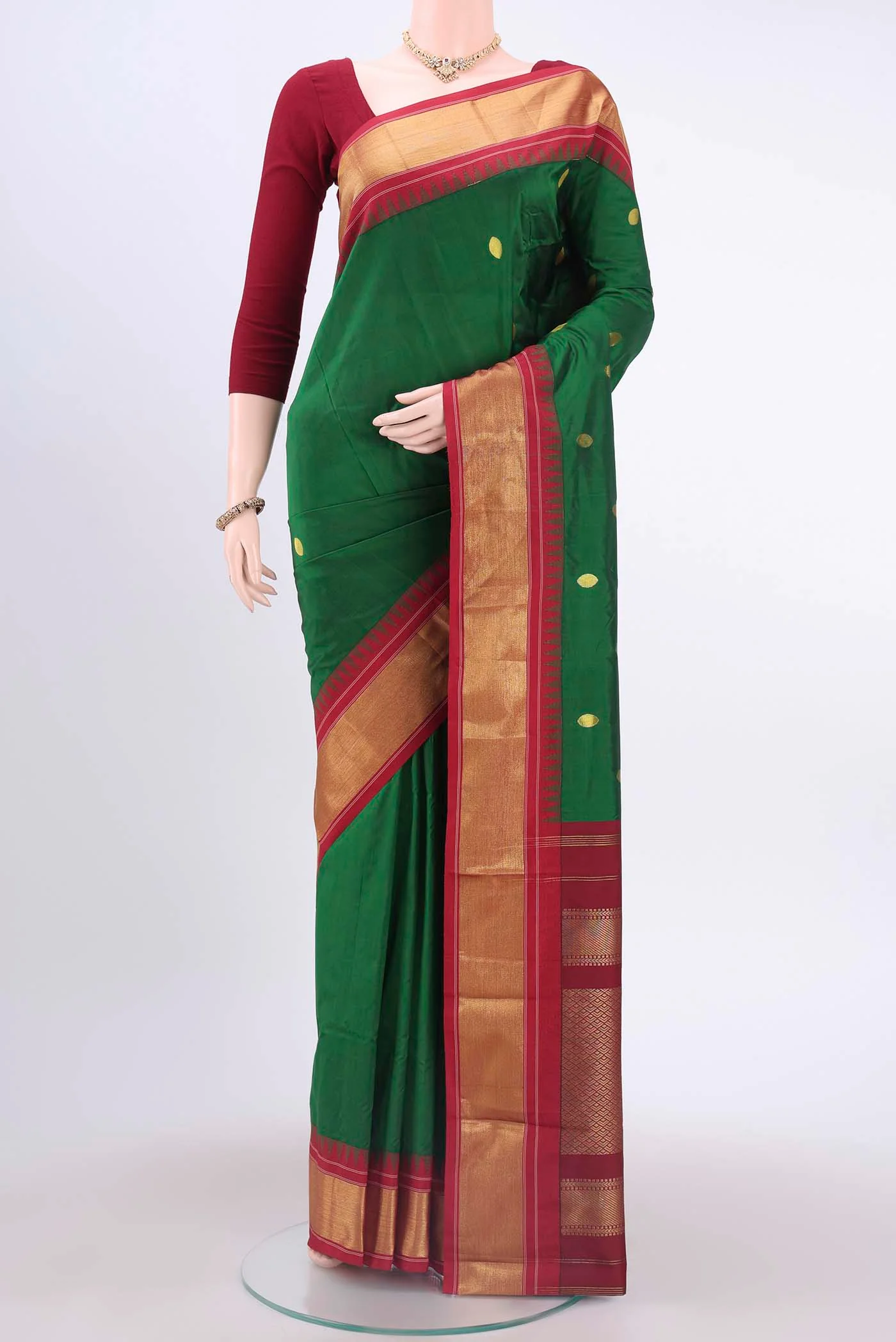 Bottle Green Blended Bangalore Silk Saree