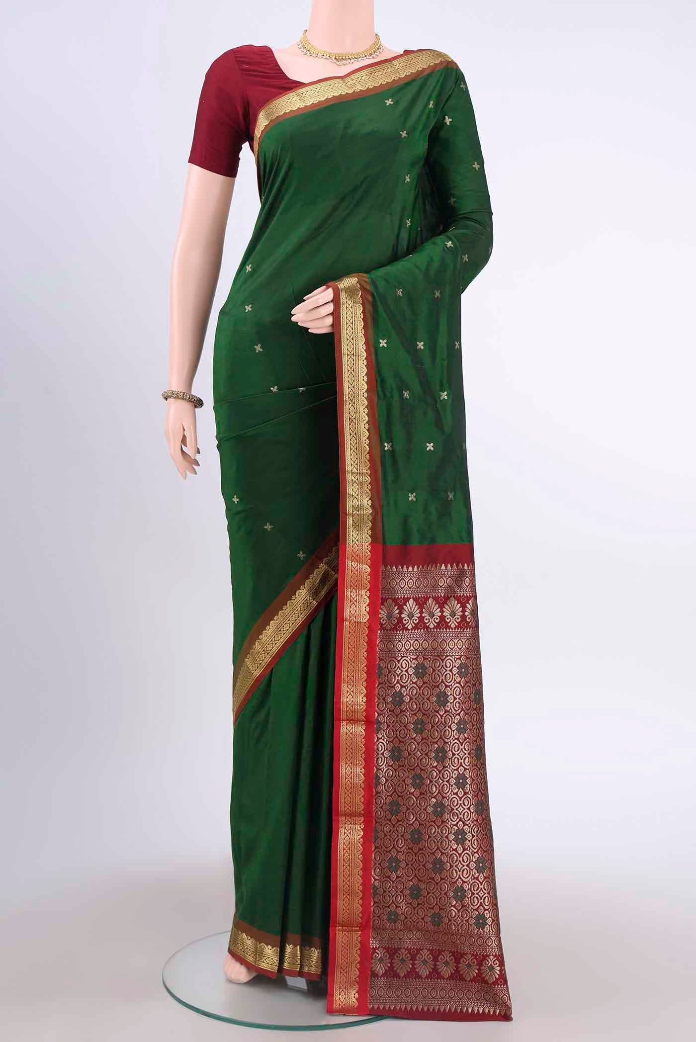 Bottle Green Blended Bangalore Silk Saree