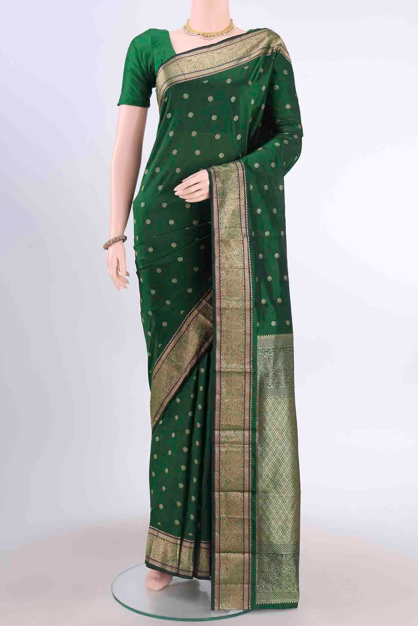 Bottle Green Blended Bangalore Silk Saree
