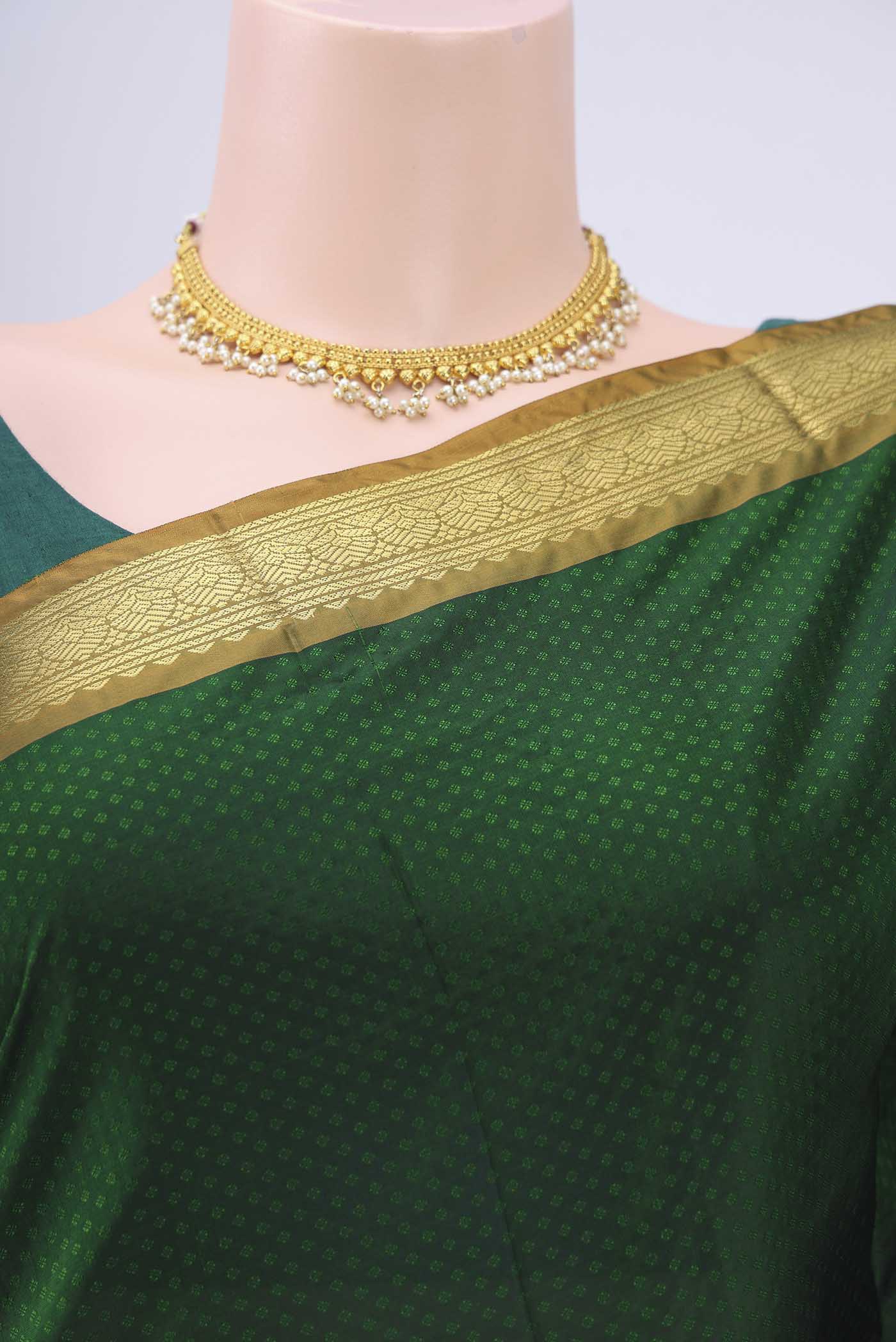 Bottle Green Blended Bangalore Silk Saree - Image 2
