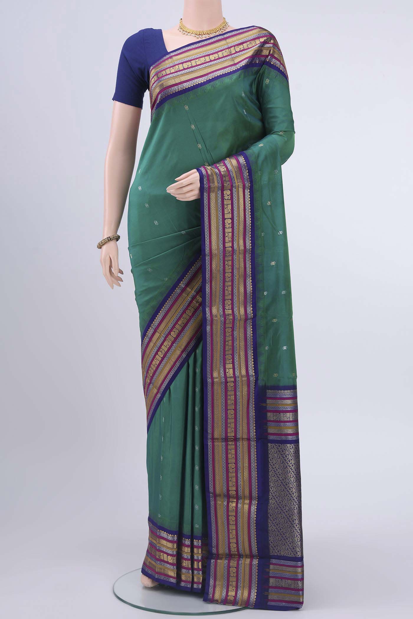 Bottle Green Blended Bangalore Silk Saree
