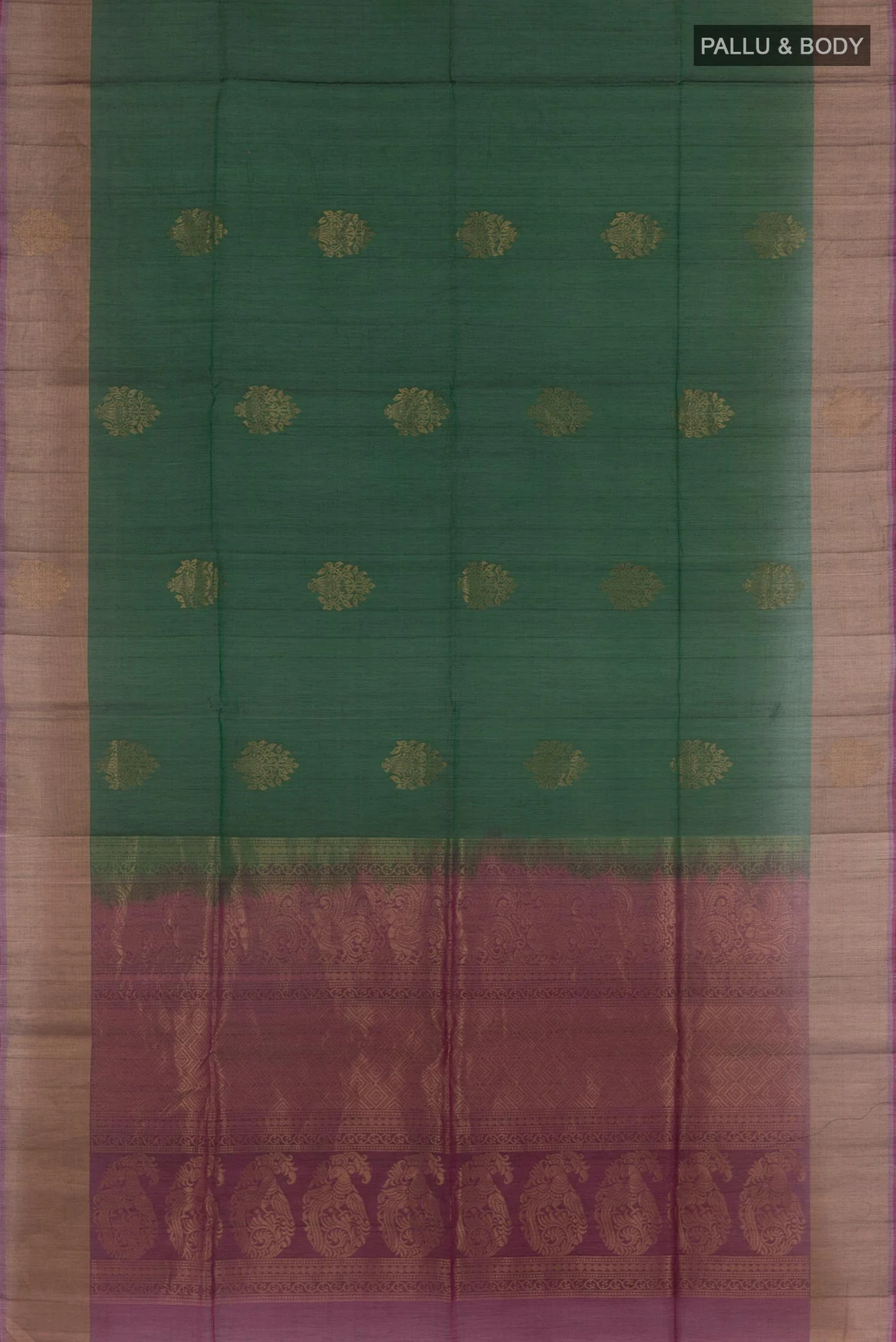 Bottle Green Blended Silk Cotton Saree - Image 3