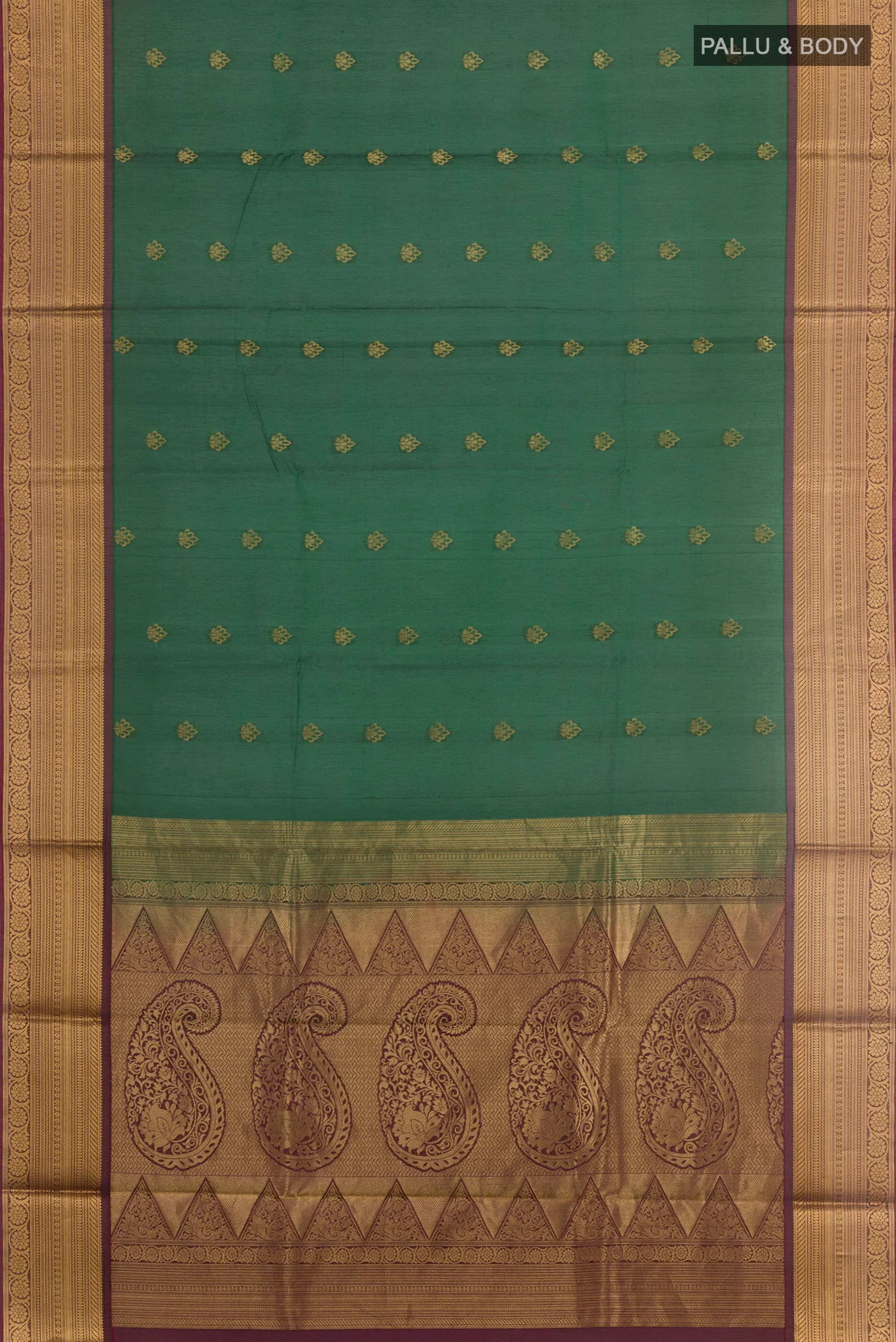Bottle Green Silk Cotton Saree - Image 3