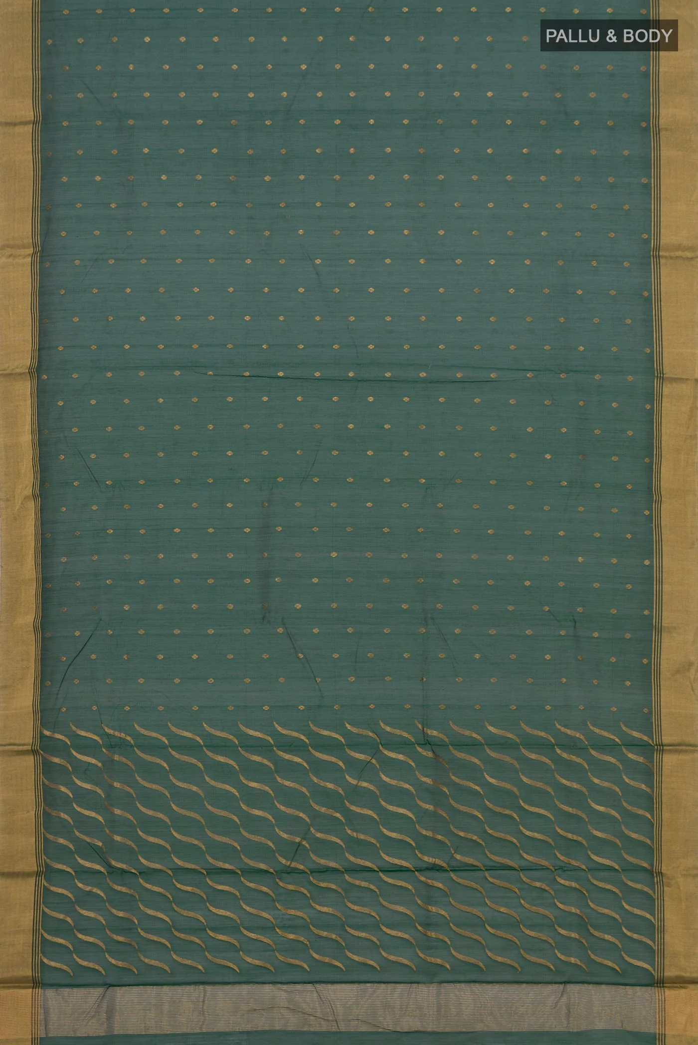 Bottle Green Chanderi Silk Cotton Saree - Image 5