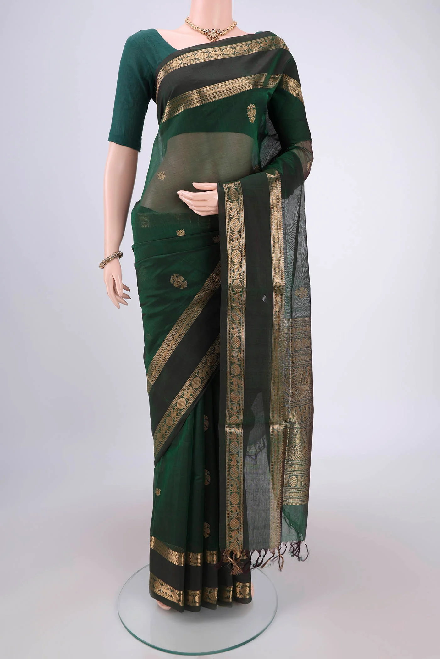 Bottle Green Coimbatore Silk Cotton Saree
