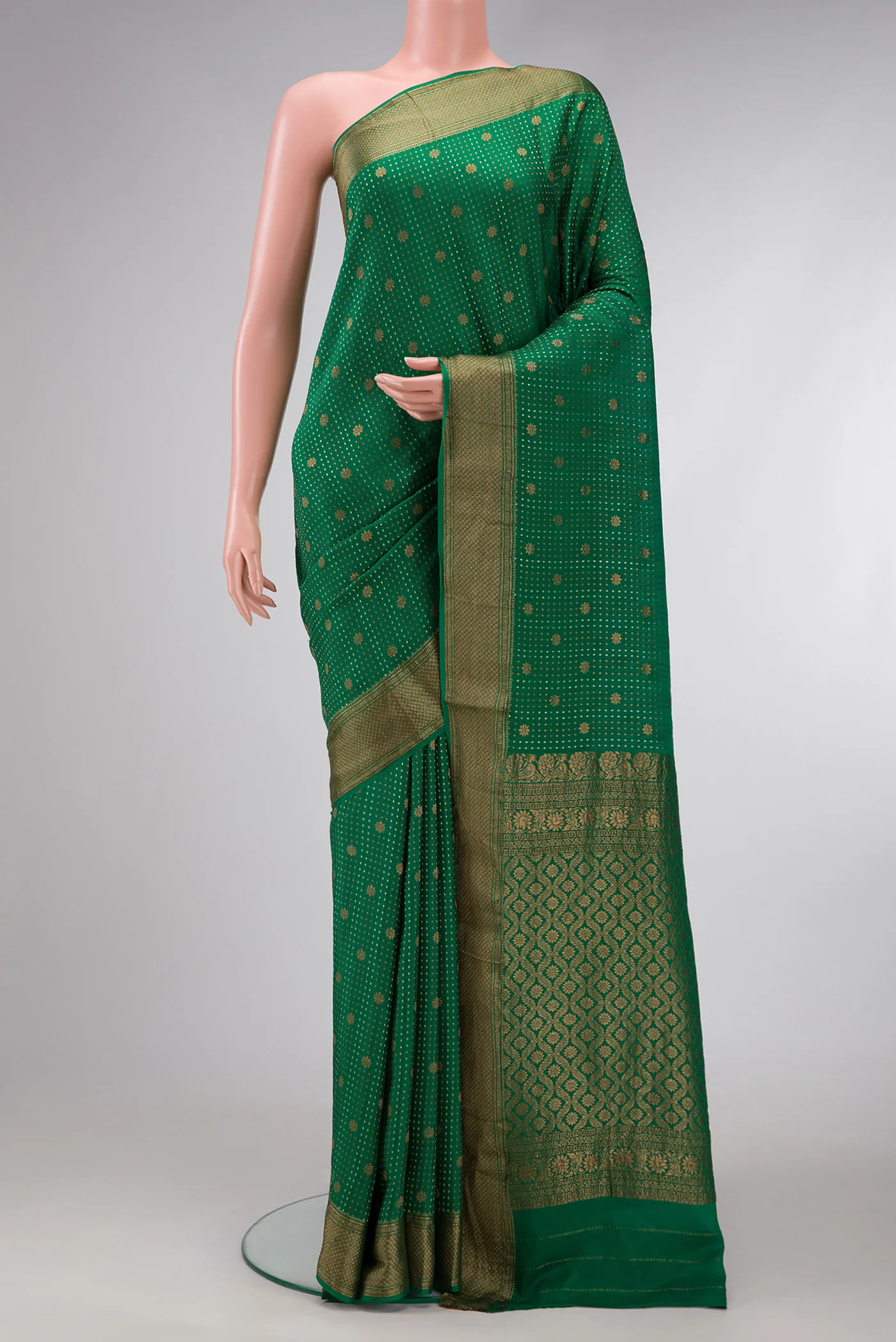 Green Mysore Crepe Saree
