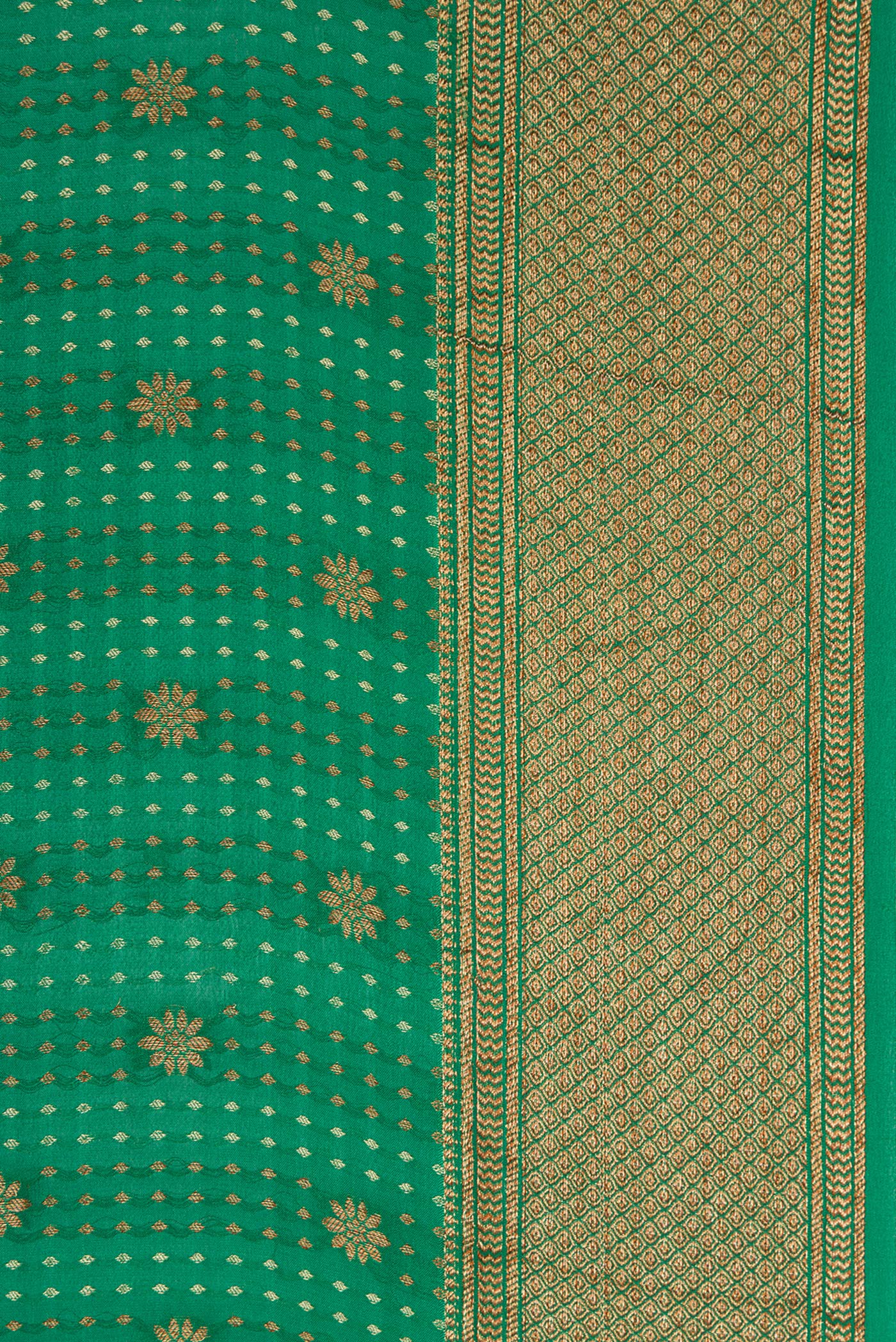 Green Mysore Crepe Saree - Image 3