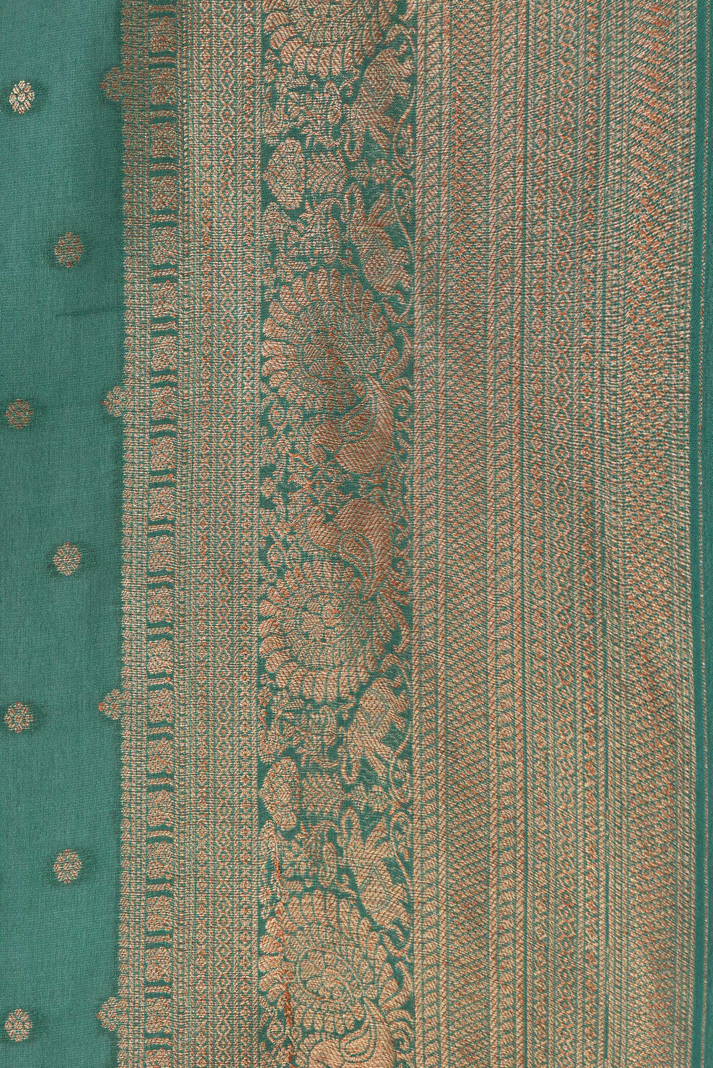 Bottle Green Mysore Crepe Saree - Image 3