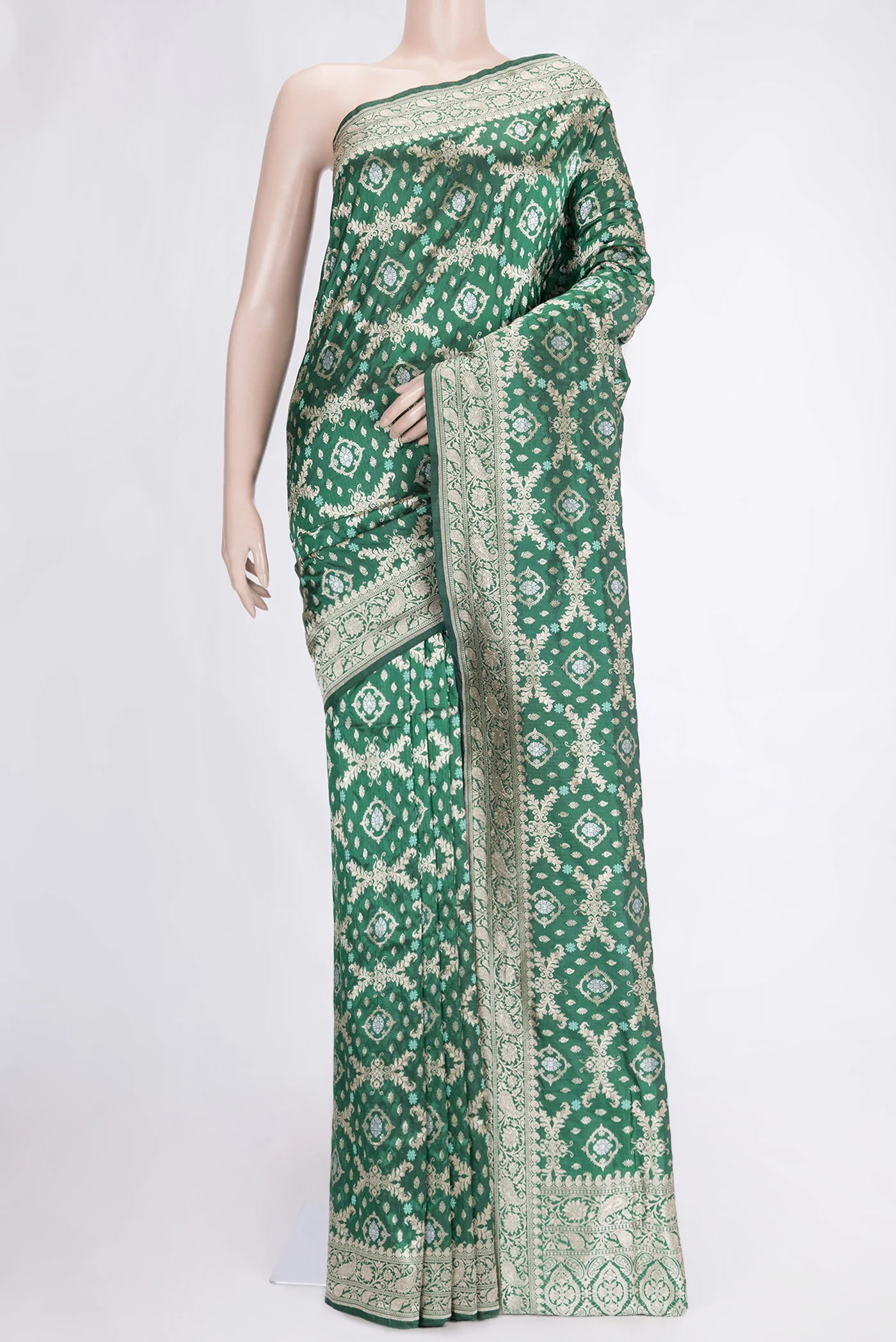 Bottle Green Banarasi Silk Saree