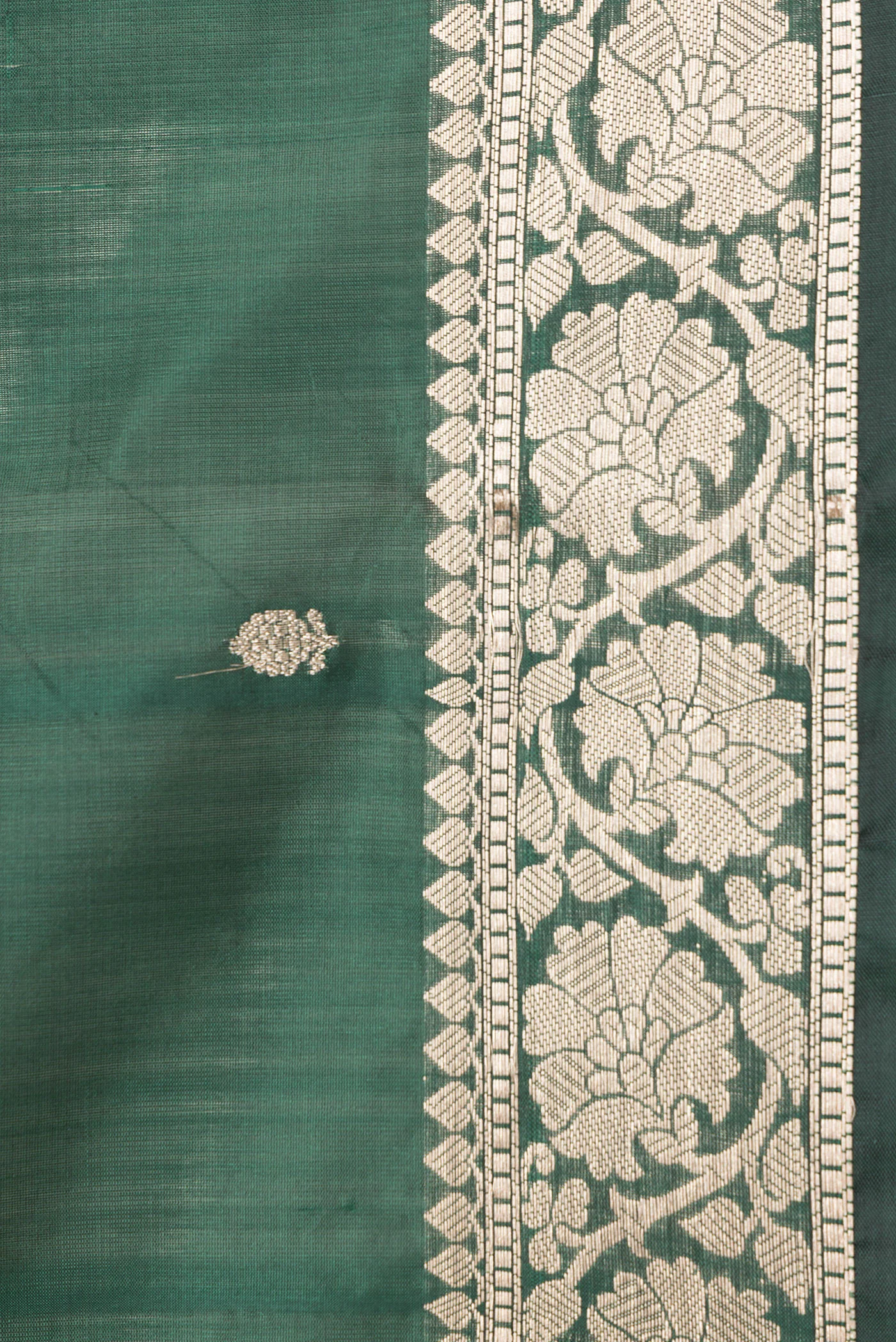 Bottle Green Banarasi Katan Silk Saree - Image 3