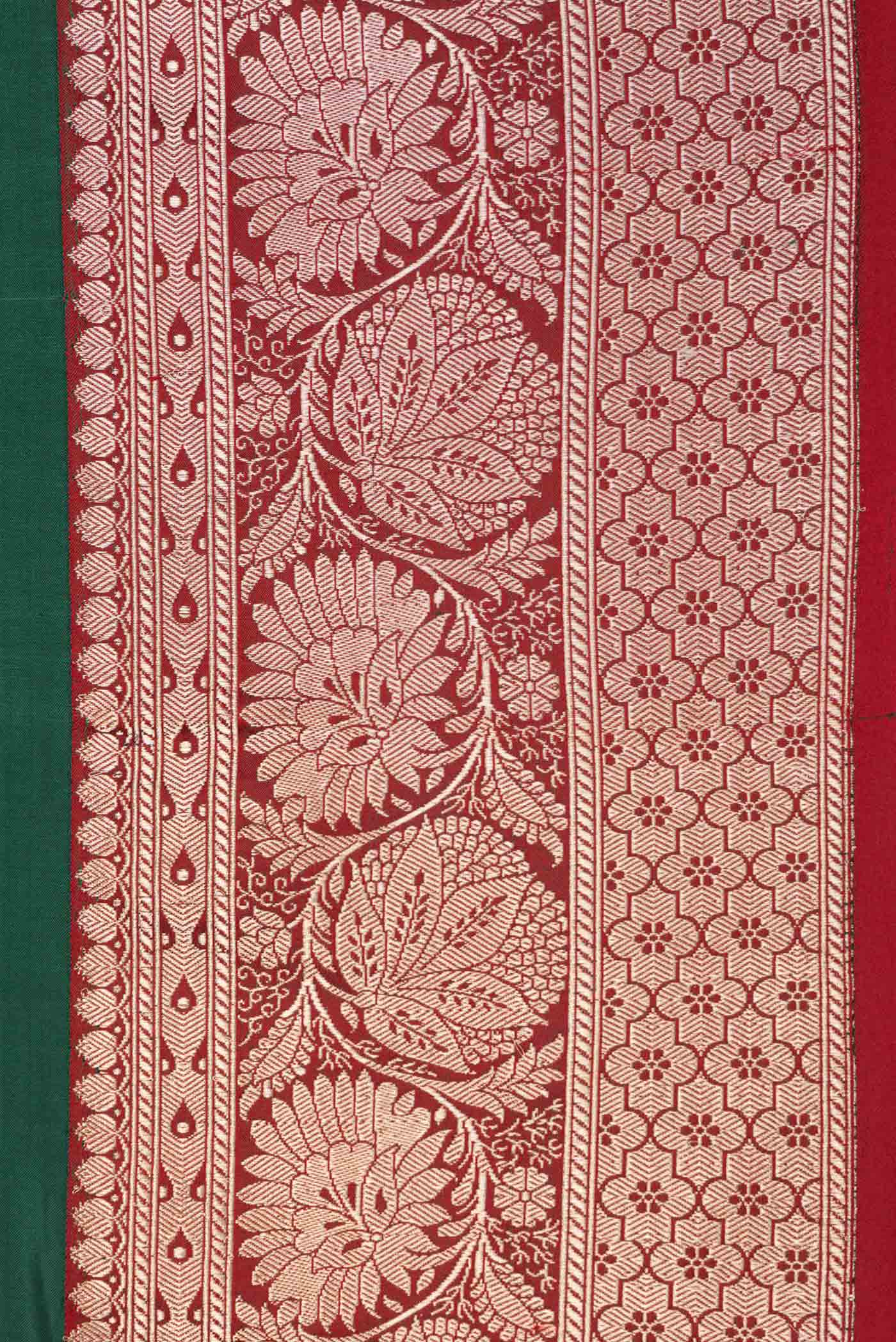Bottle Green Dual Tone Banarasi Silk Saree - Image 3