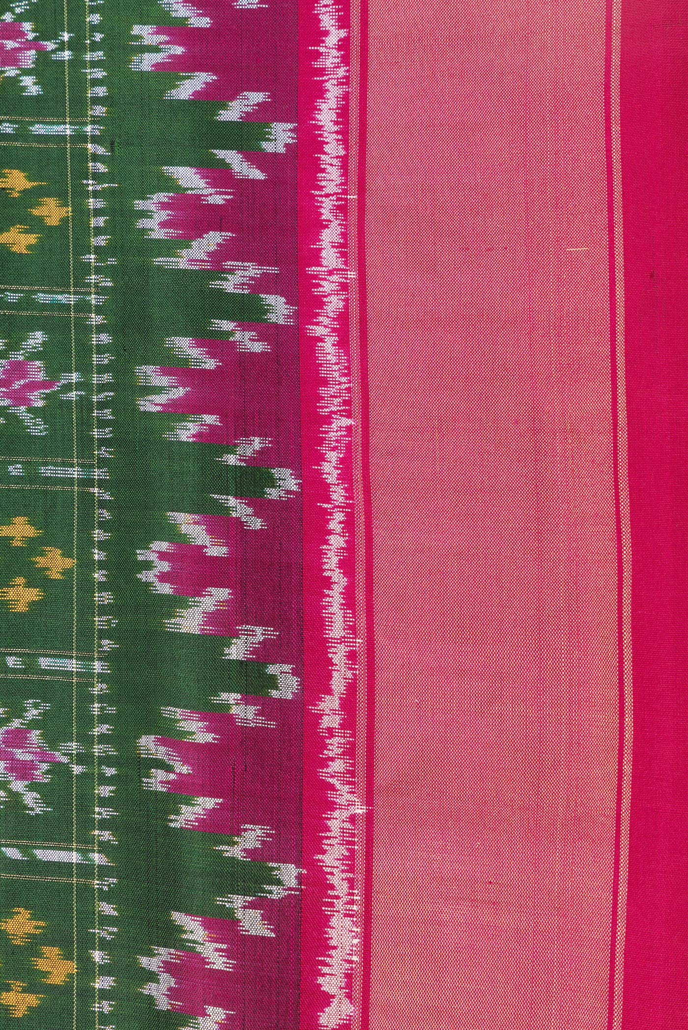 Bottle Green Pochampally Silk Saree - Image 3
