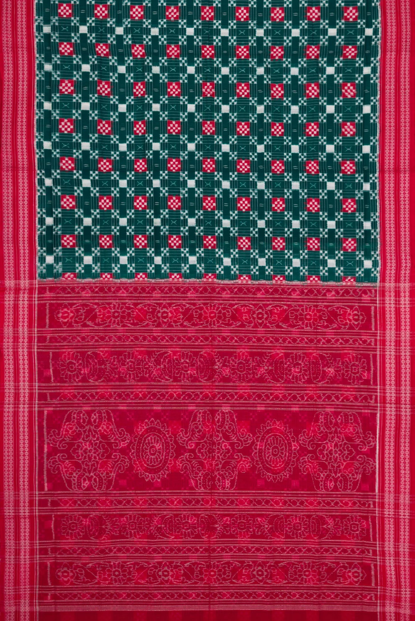 Bottle Green Orissa Cotton Saree - Image 6