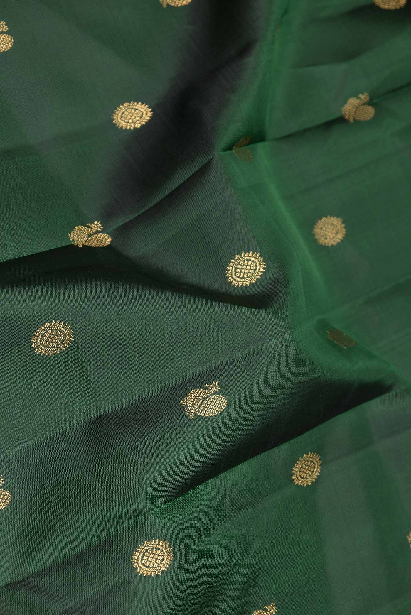 Bottle Green Dual Tone Kanjivaram Saree - Image 2