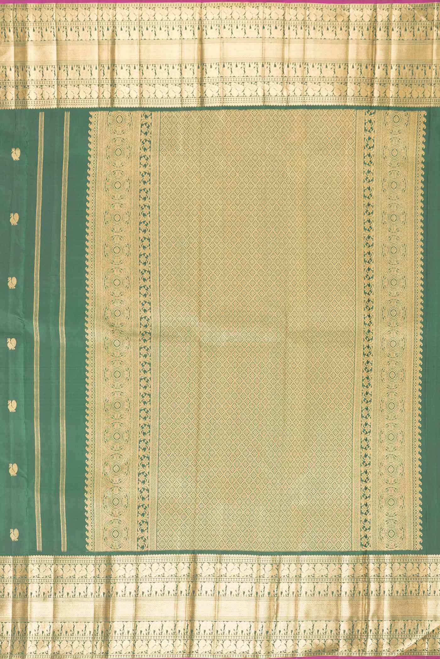 Bottle Green Dual Tone Kanjivaram Saree - Image 7
