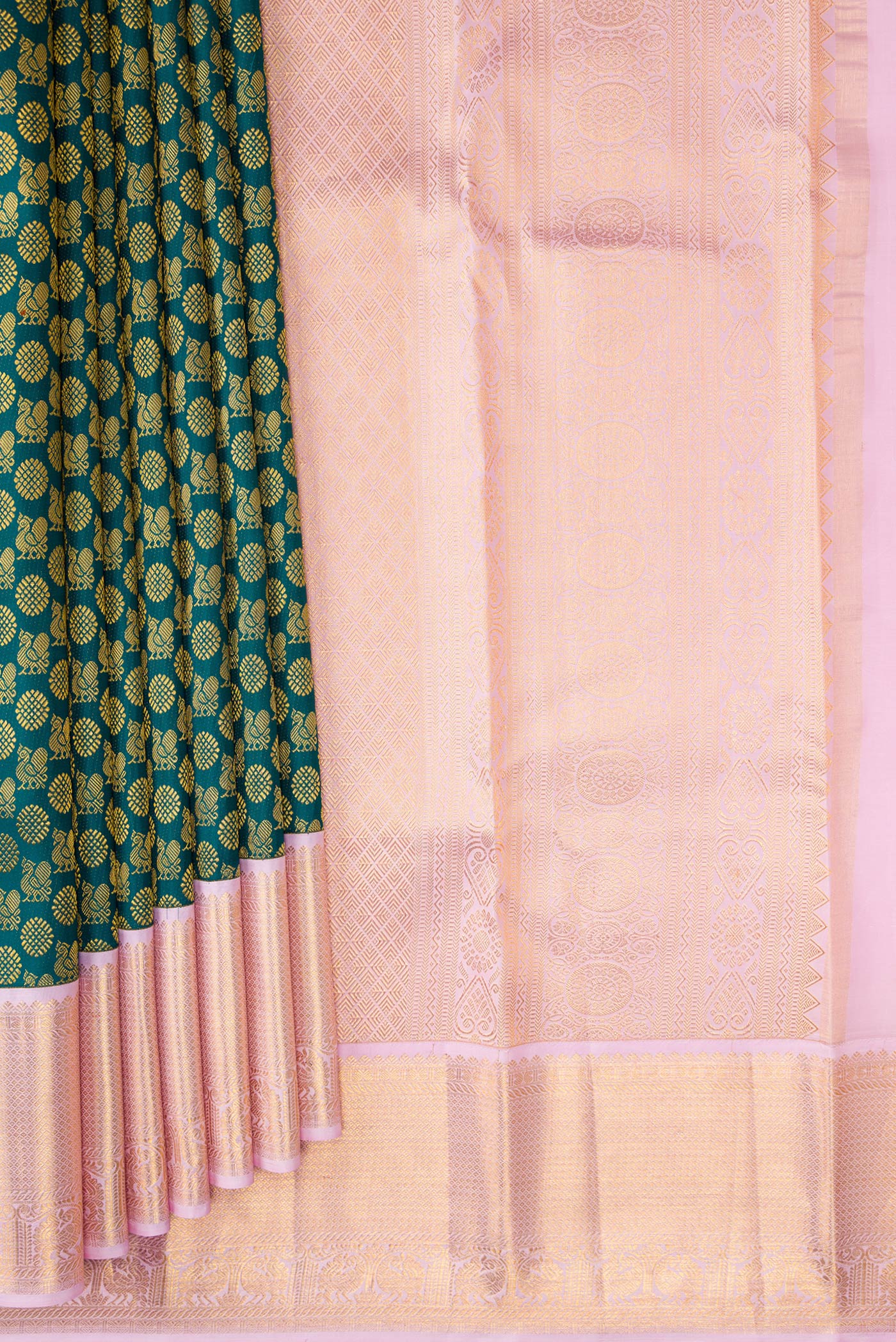 Bottle Green Kanchipuram Silk Saree - Image 4