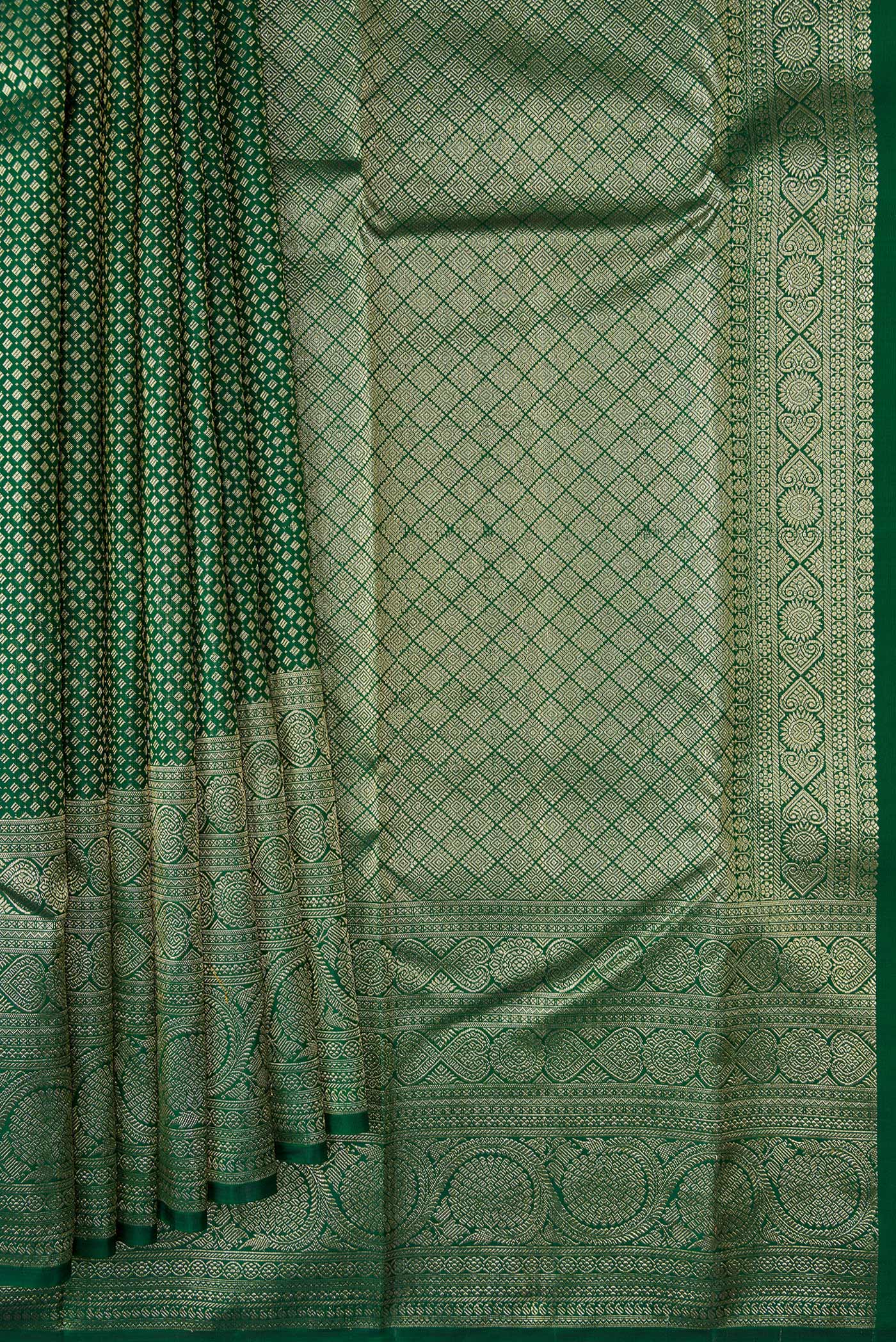 Bottle Green Kanchipuram Silk Saree - Image 4