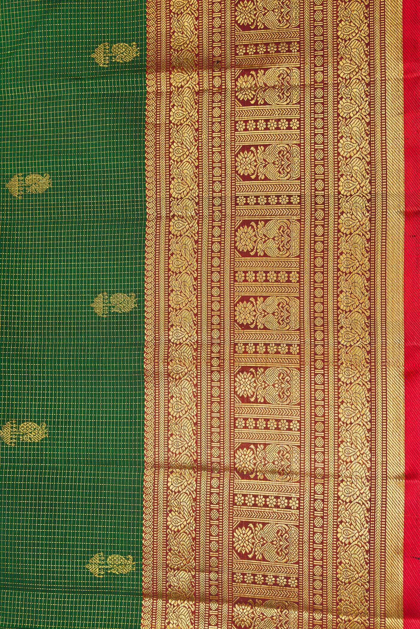 Green Kanchipuram Silk Saree - Image 3