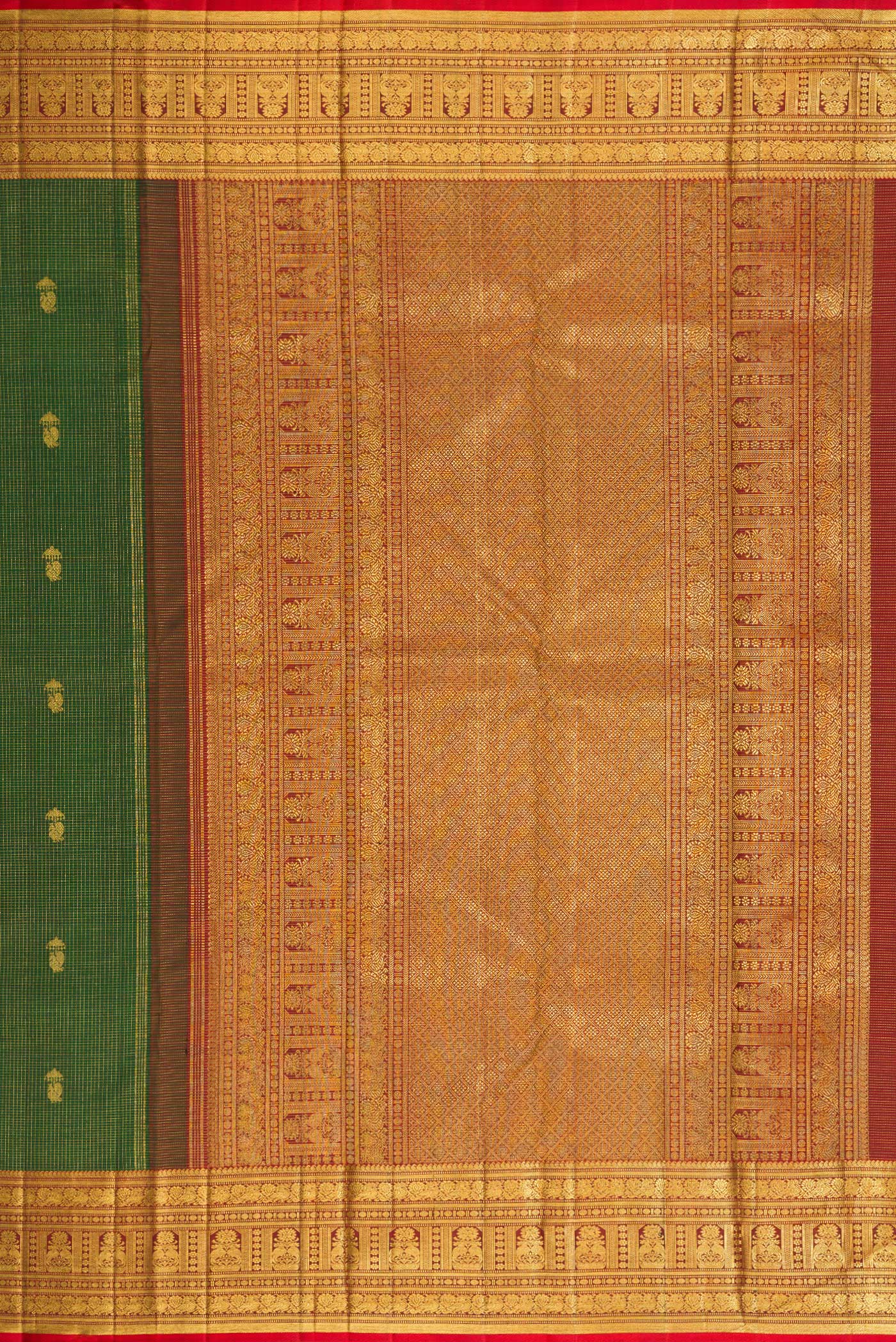 Green Kanchipuram Silk Saree - Image 7