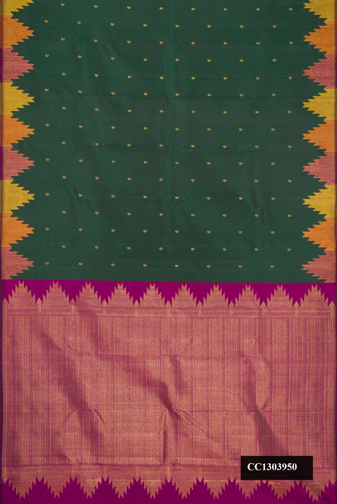 Bottle Green Dual Tone Kanchipuram Silk Saree