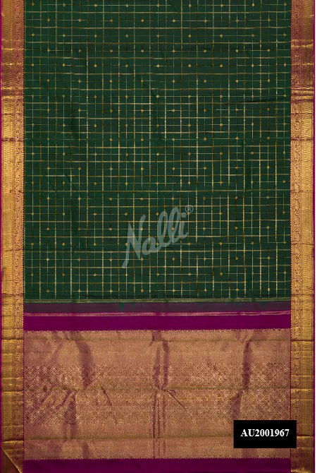 Bottle Green Dual Tone Kanchipuram Silk Saree