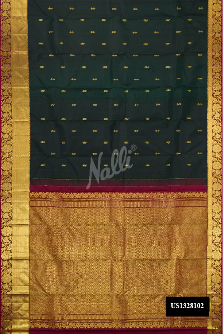 Bottle Green Dual Tone Kanchipuram Silk Saree