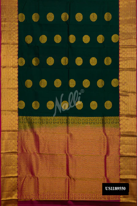 Bottle Green Dual Tone Kanchipuram Silk Saree
