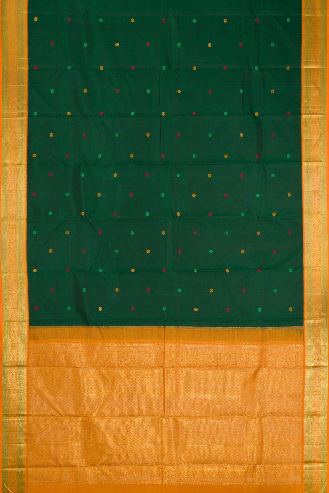 Bottle Green Dual Tone Kanchipuram Silk Saree - Image 6