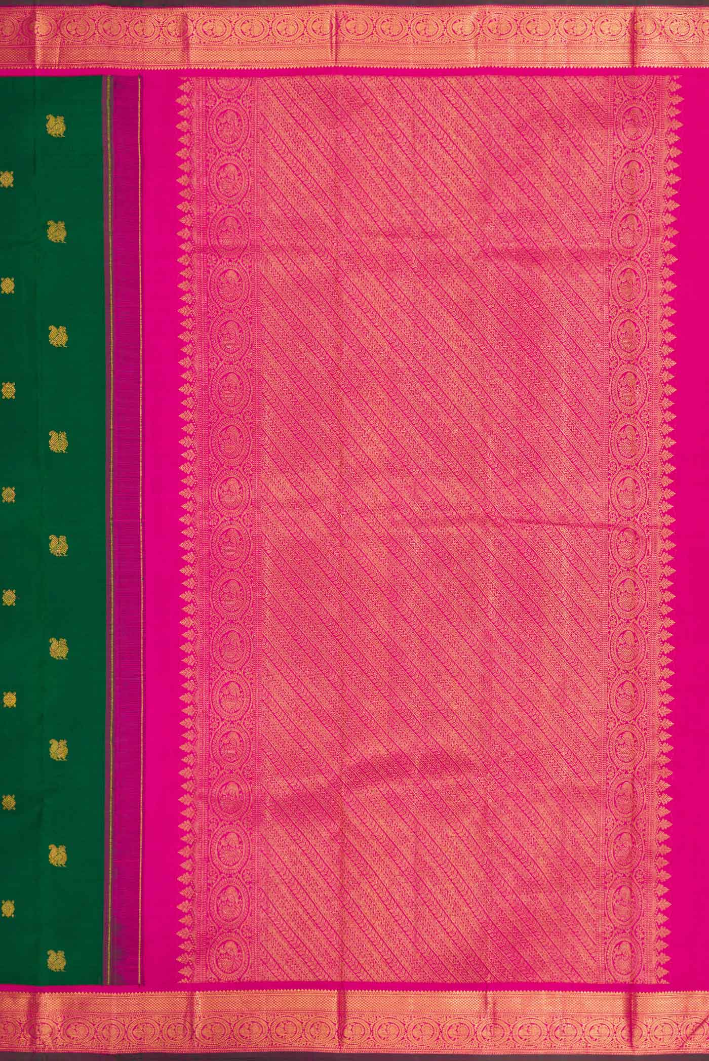 Bottle Green Dual Tone Kanjivaram Silk Saree - Image 7