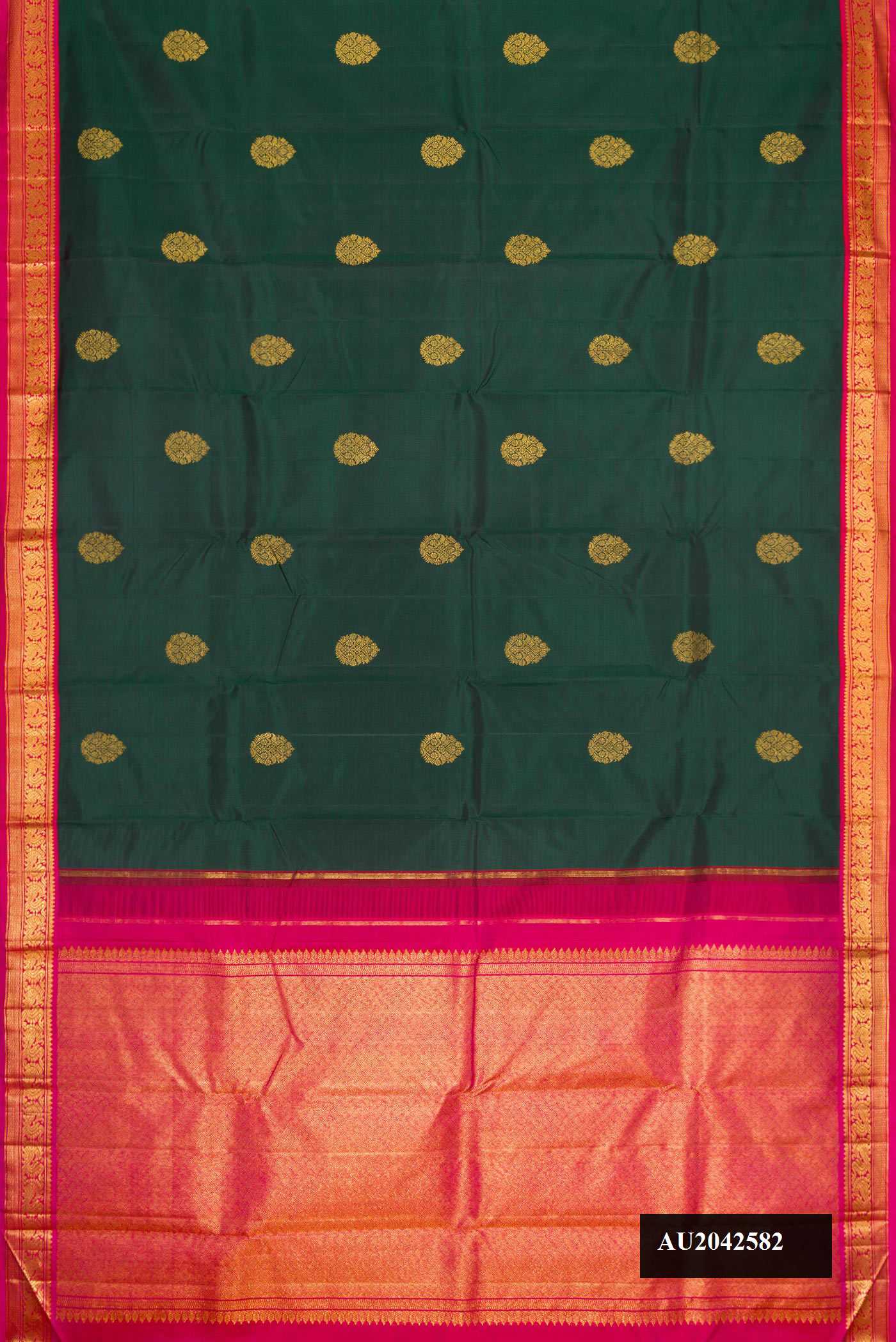 Bottle Green Dual Tone Kanchipuram Silk Saree
