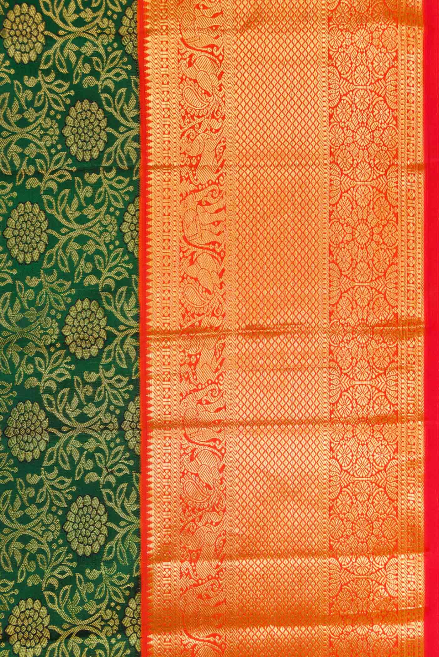 Bottle Green Kanchipuram Silk Saree - Image 3