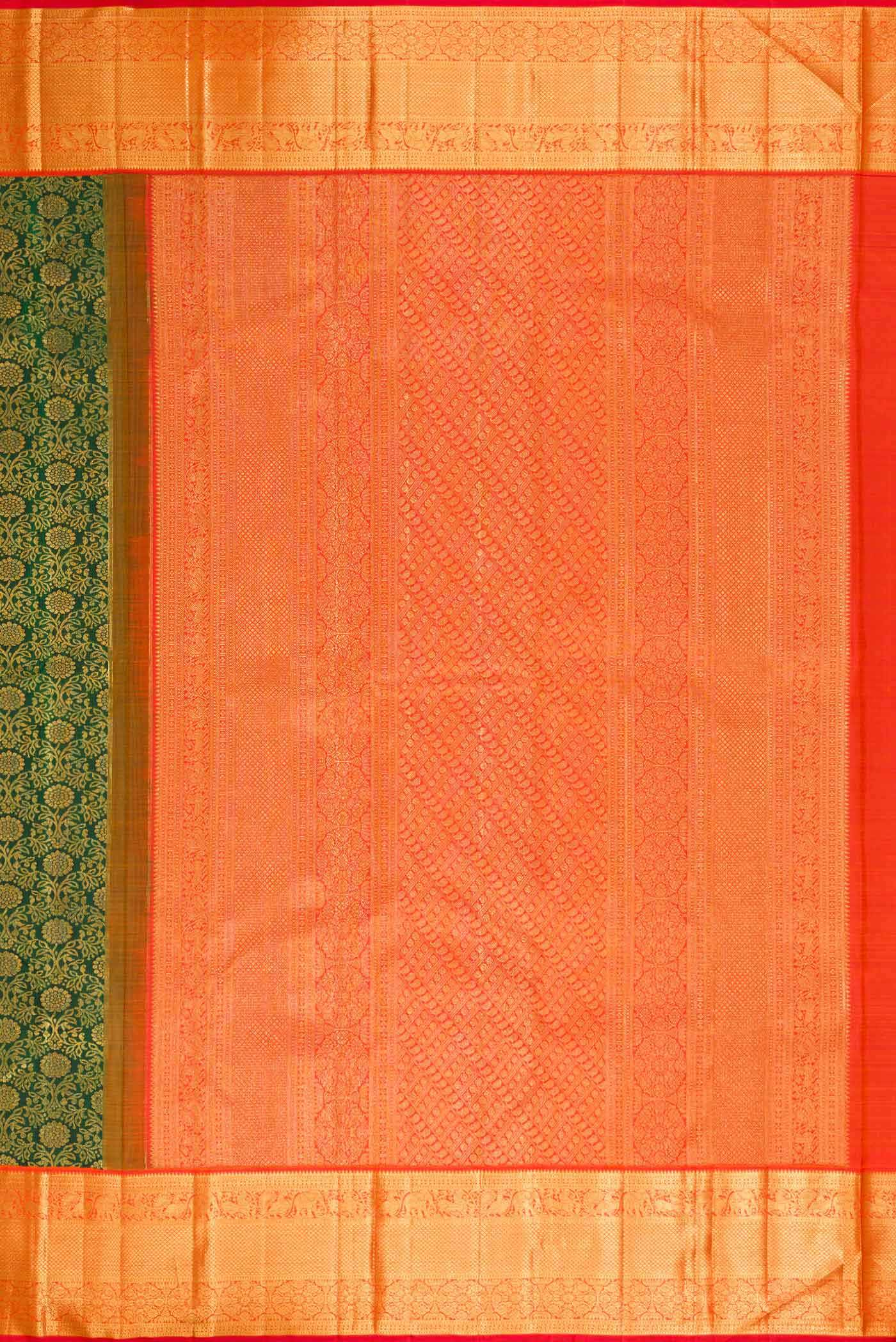Bottle Green Kanchipuram Silk Saree - Image 7