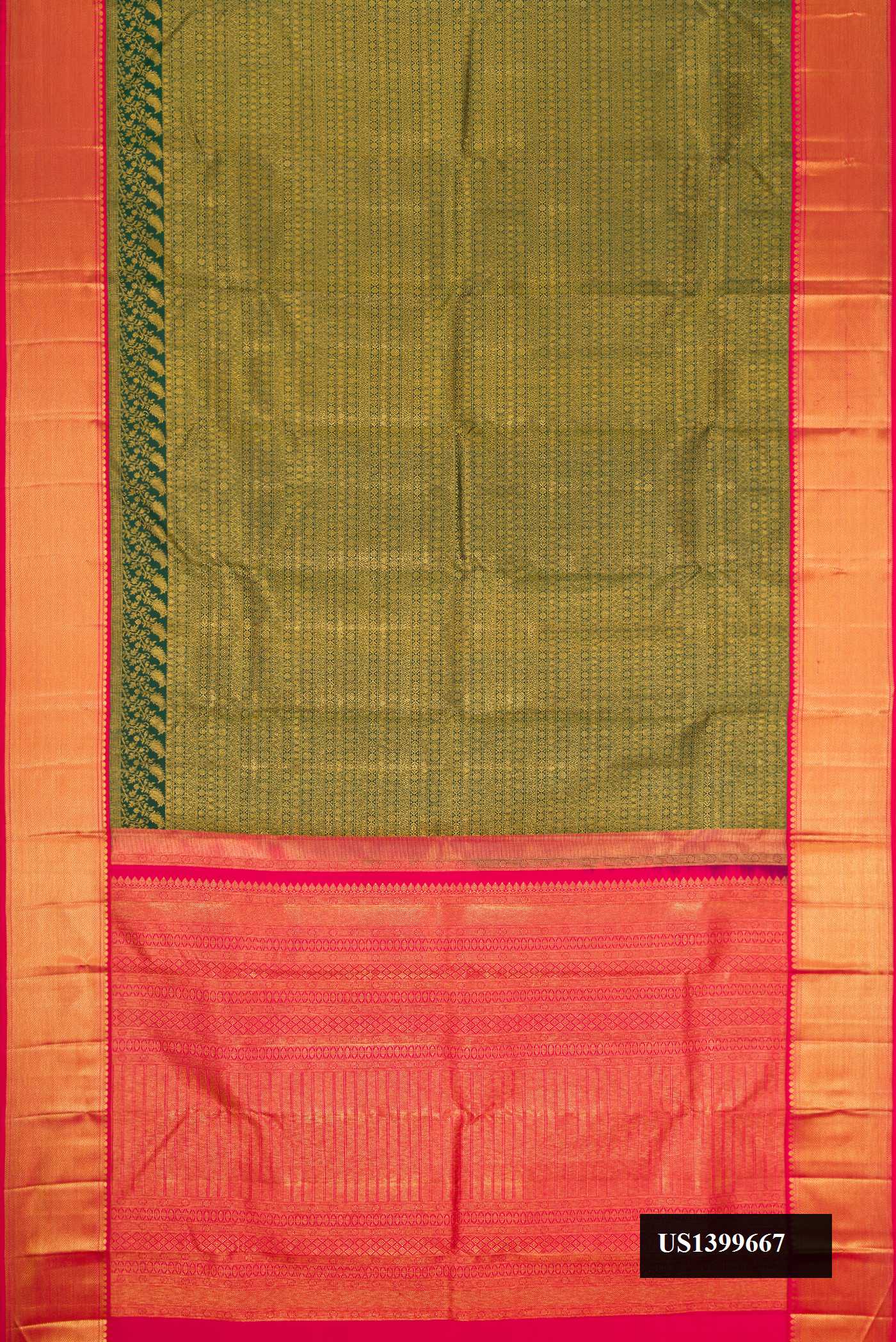 Bottle Green Dual Tone Kanchipuram Silk Saree