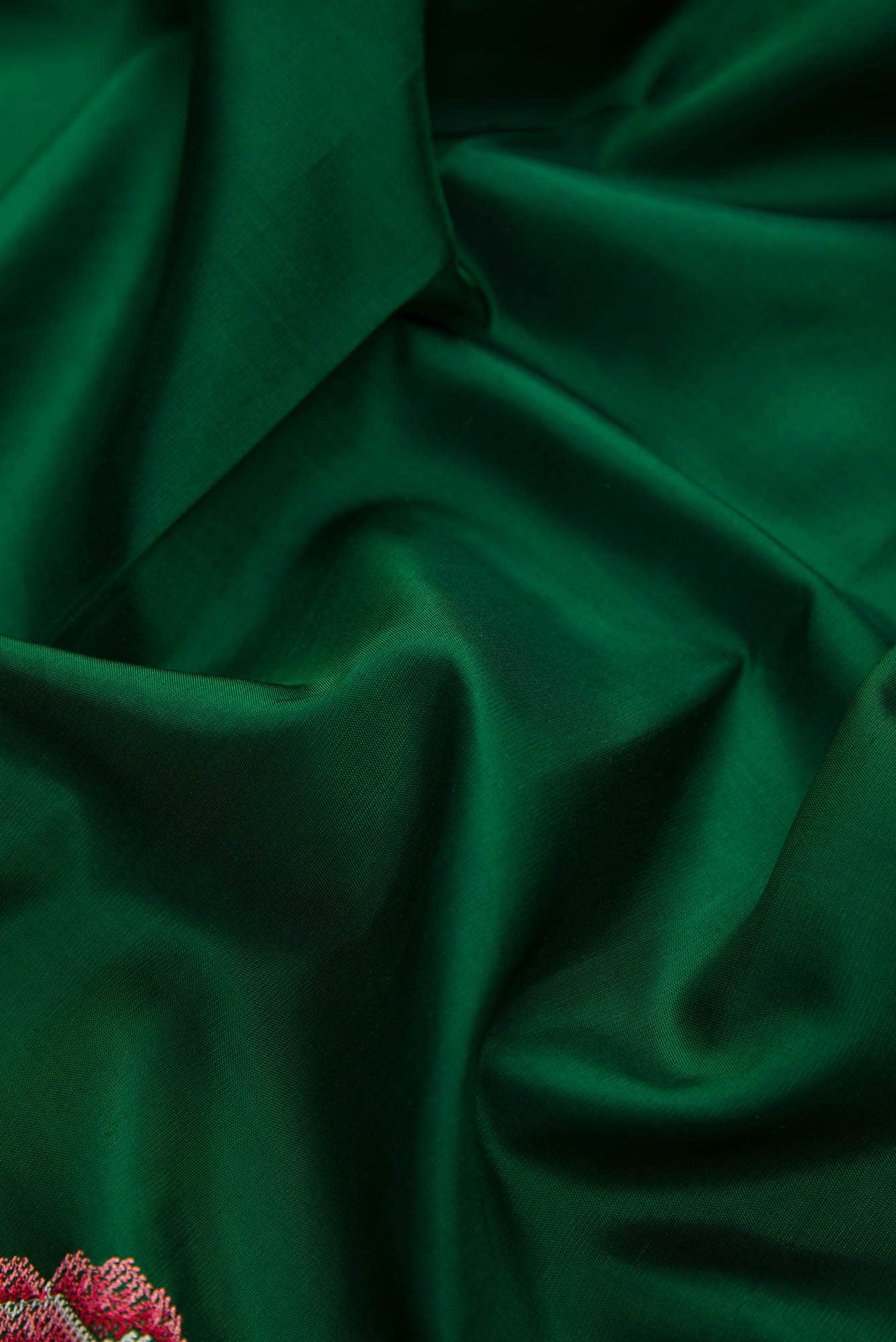 Bottle Green Dual Tone Kanchipuram Silk Saree - Image 3