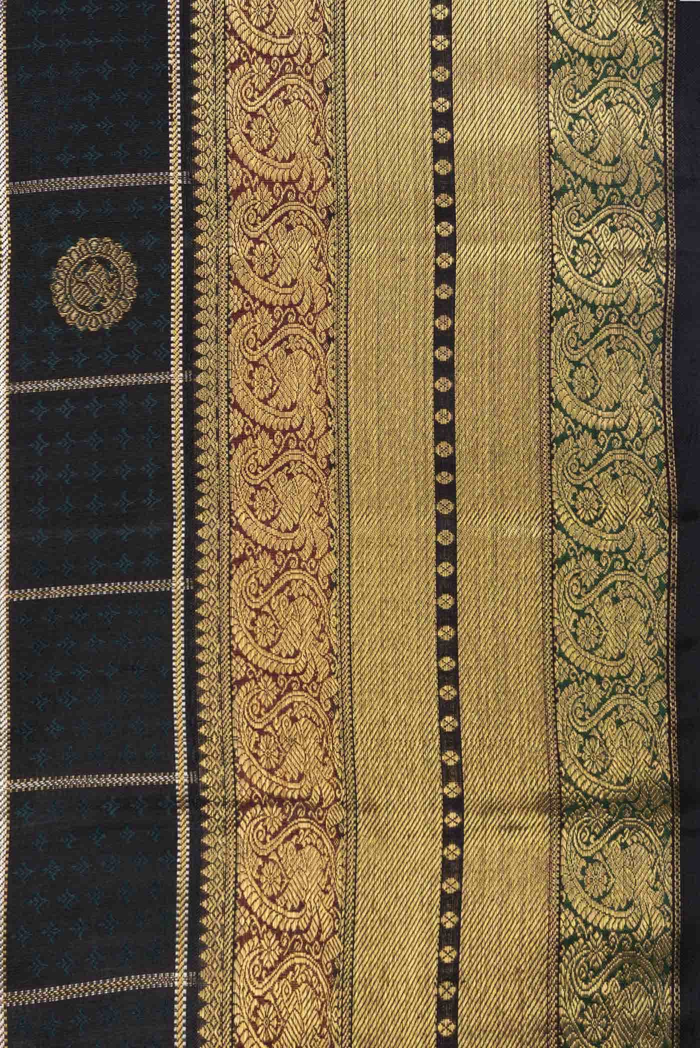 Bottle Green Dual Tone Kanchipuram Silk Saree - Image 4