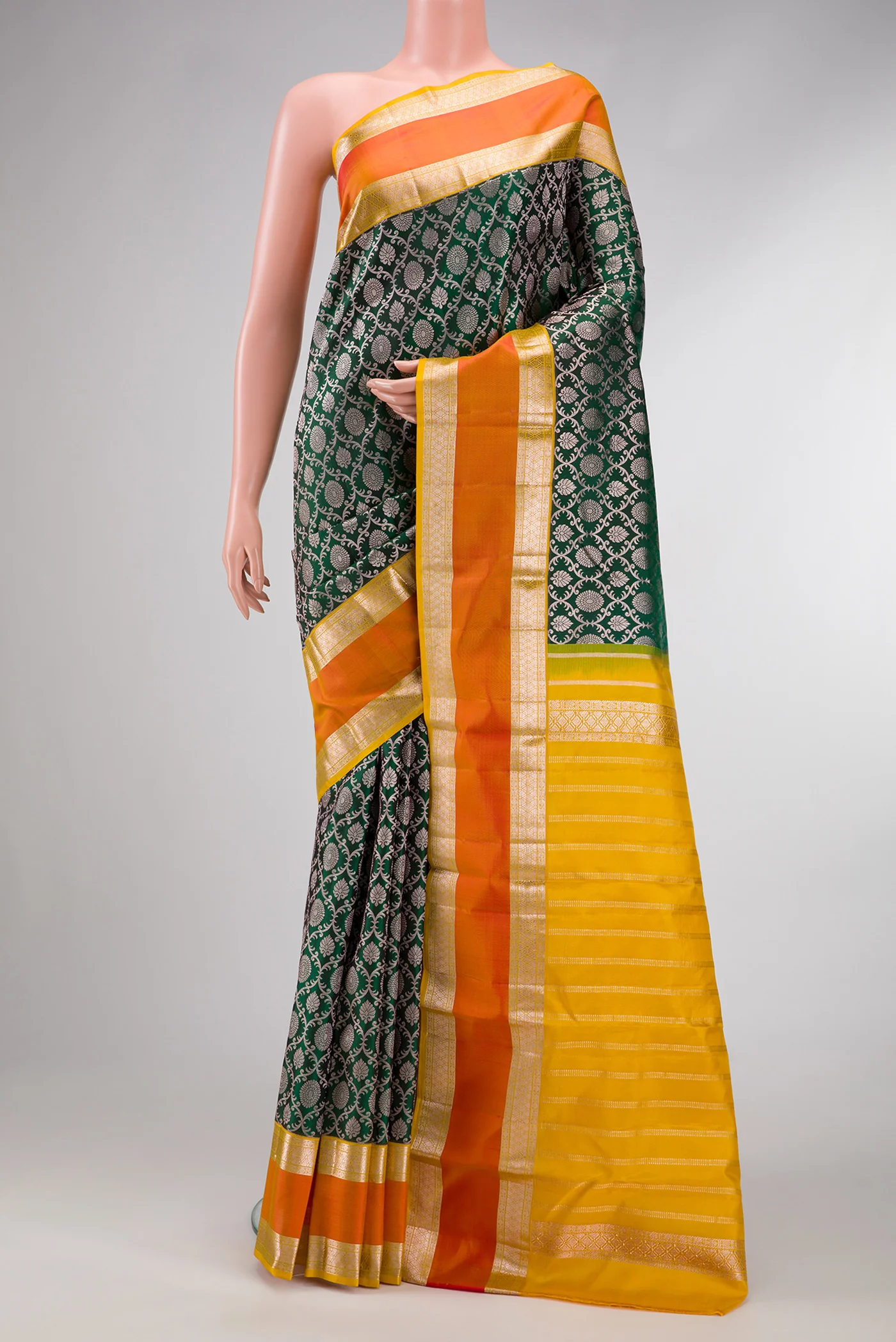 Bottle Green Kanjivaram Silk Saree