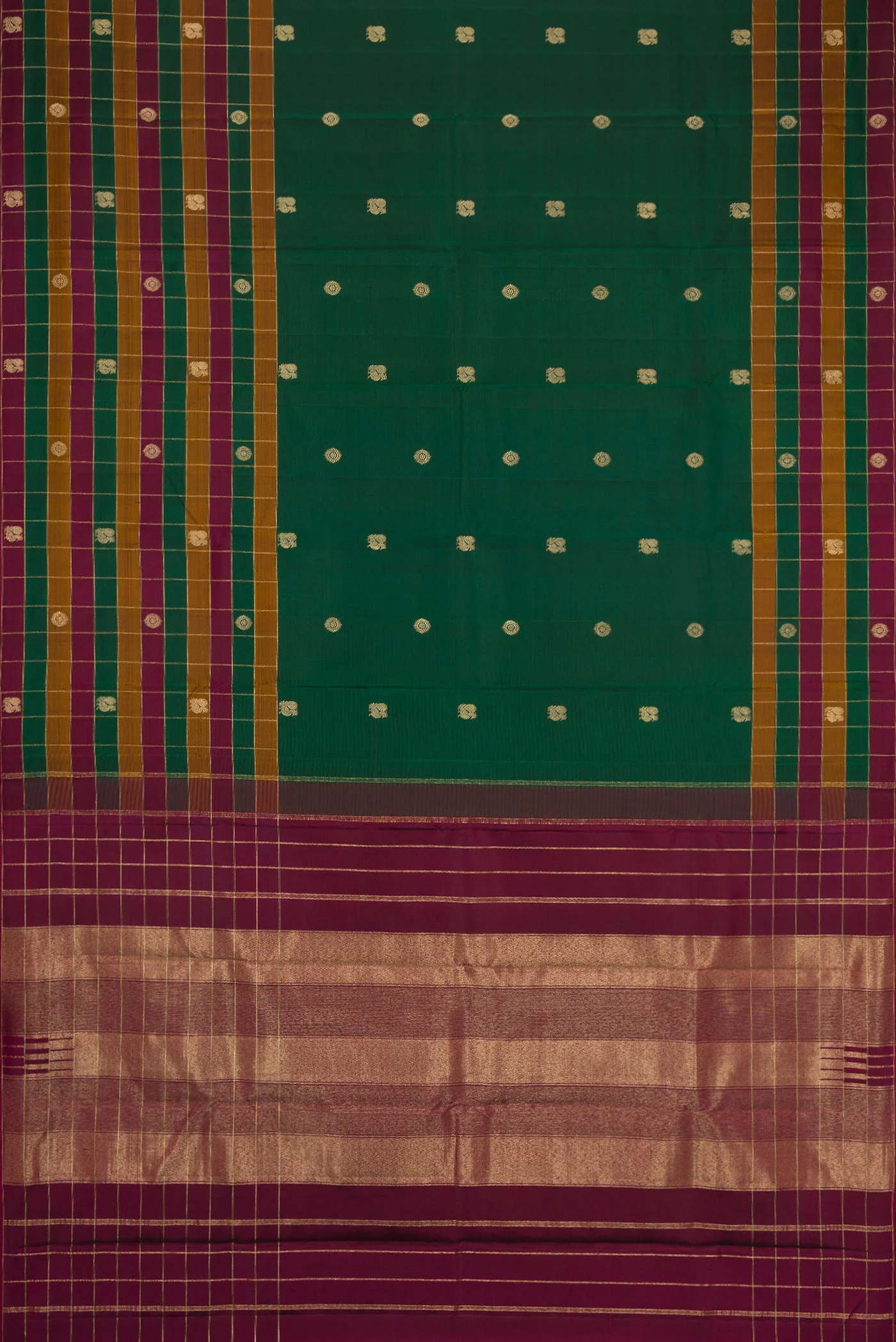 Bottle Green Kanjivaram Silk Saree - Image 6