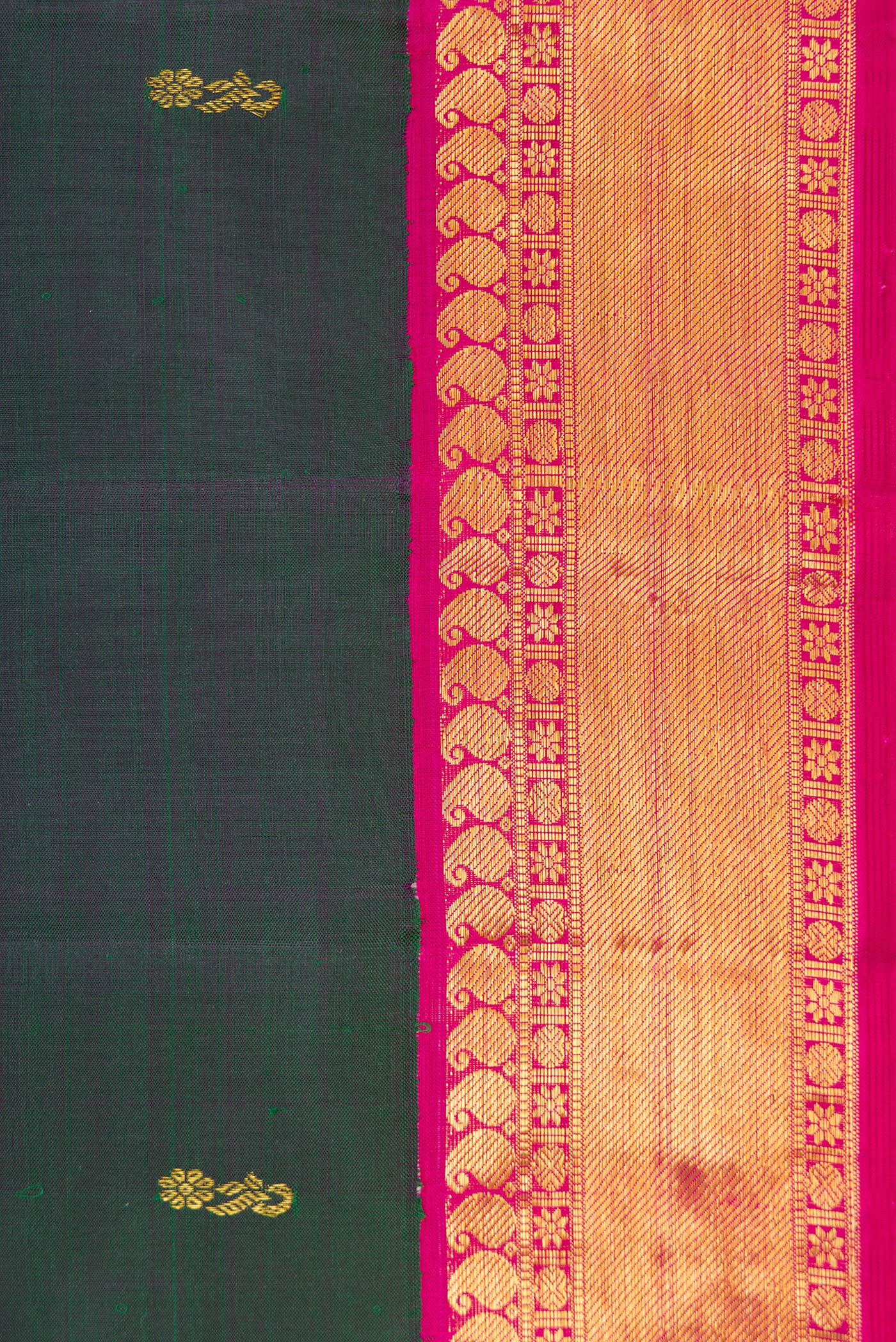 Bottle Green Dual Tone Kanjivaram Silk Saree - Image 3