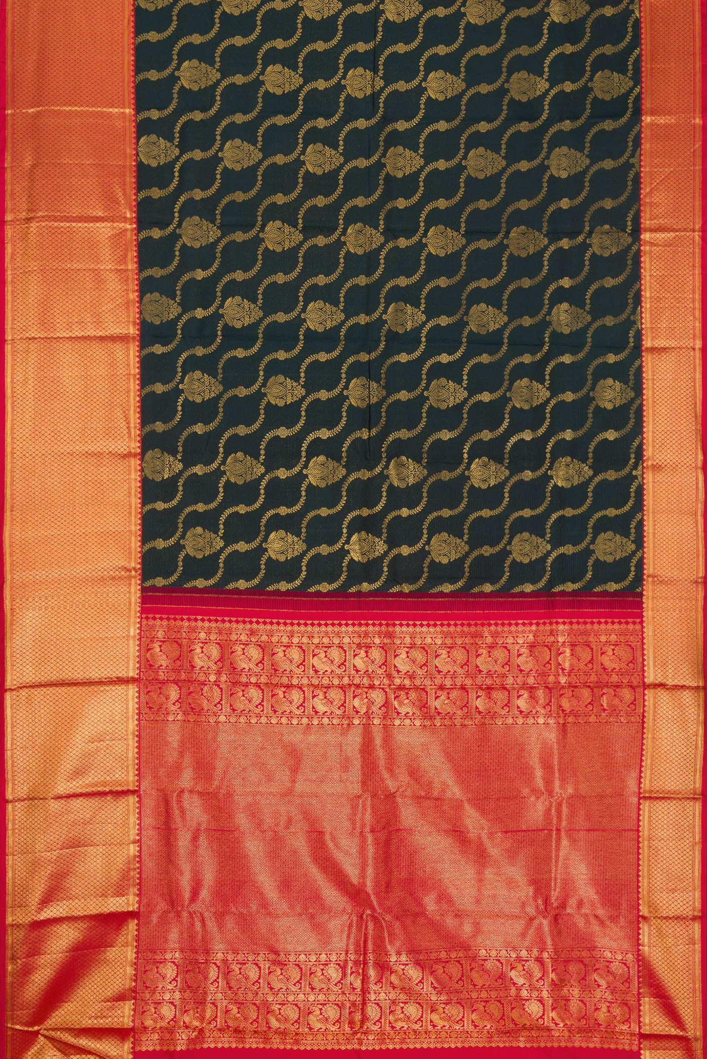 Bottle Green Kanjivaram Silk Saree - Image 6