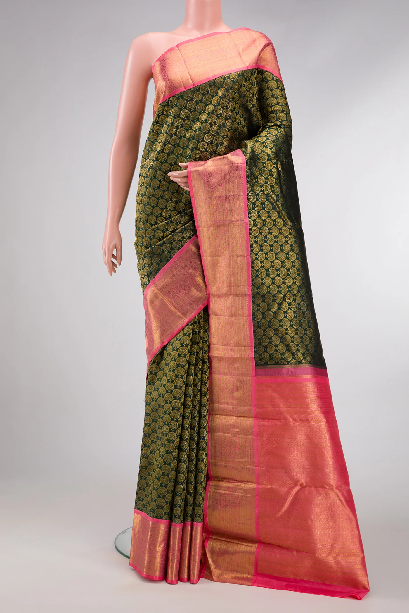 Bottle Green Kanjivaram Silk Saree