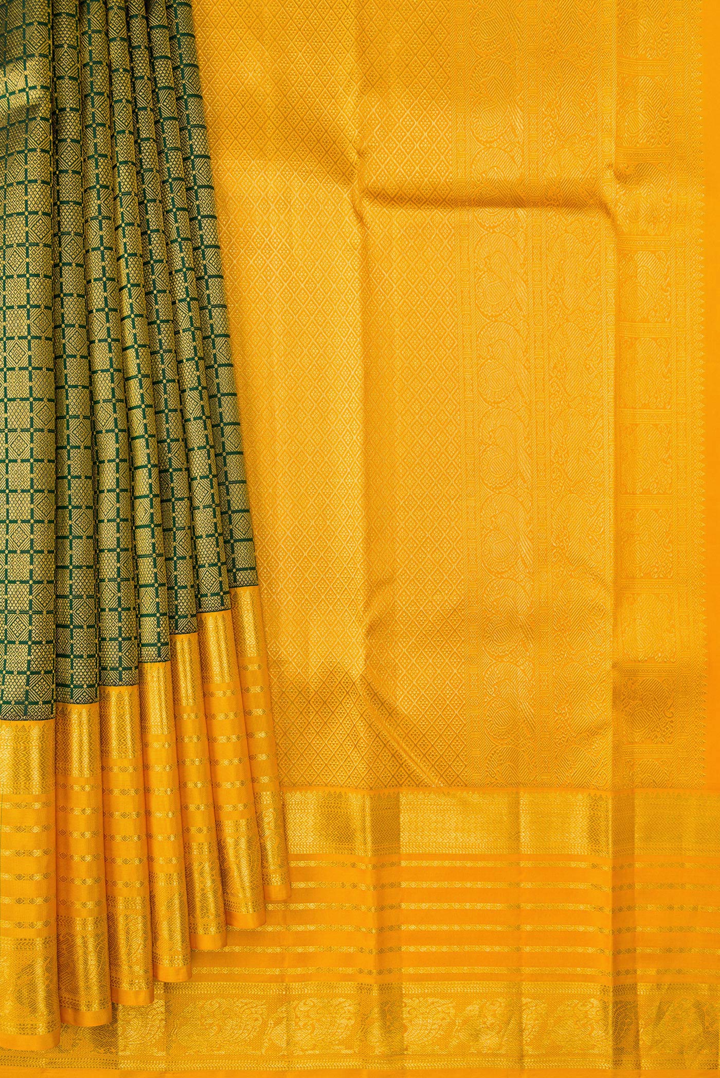 Bottle Green Kanjivaram Silk Saree - Image 4