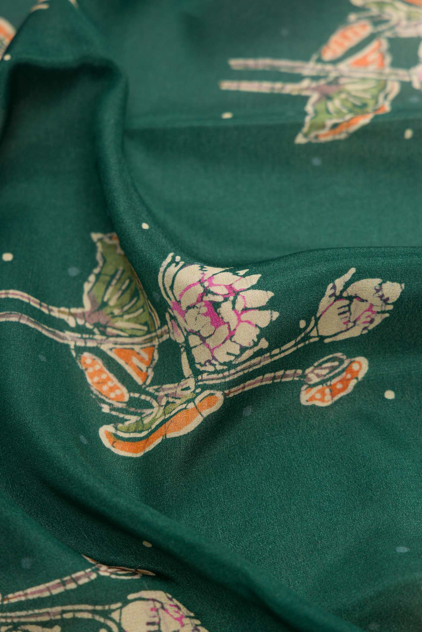 Bottle Green Mysore Crepe Saree - Image 2