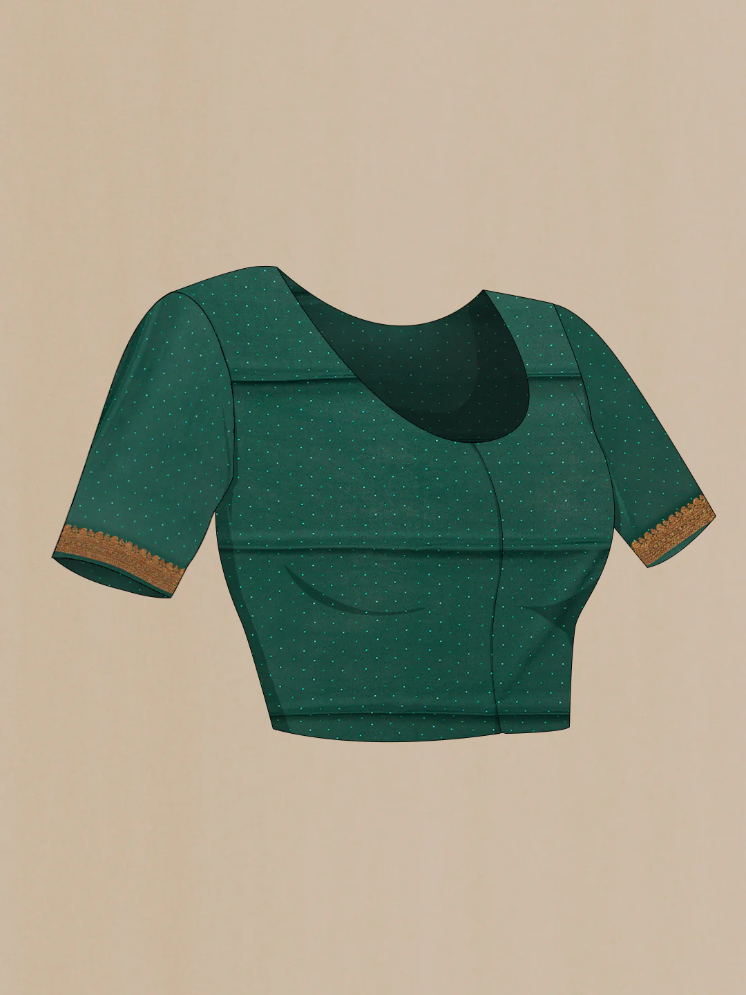 Bottle Green Mysore Crepe Saree - Image 5