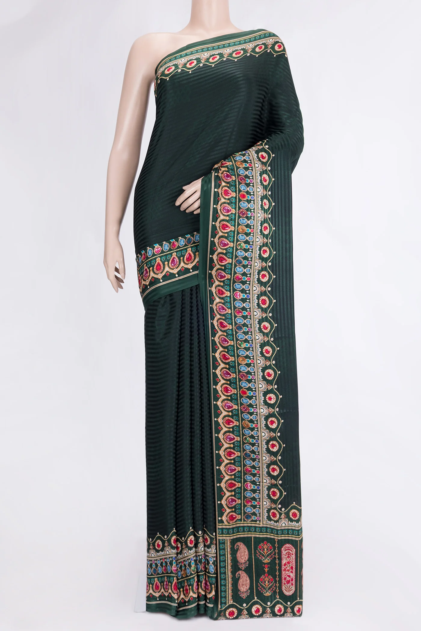 Bottle Green Mysore Crepe Saree